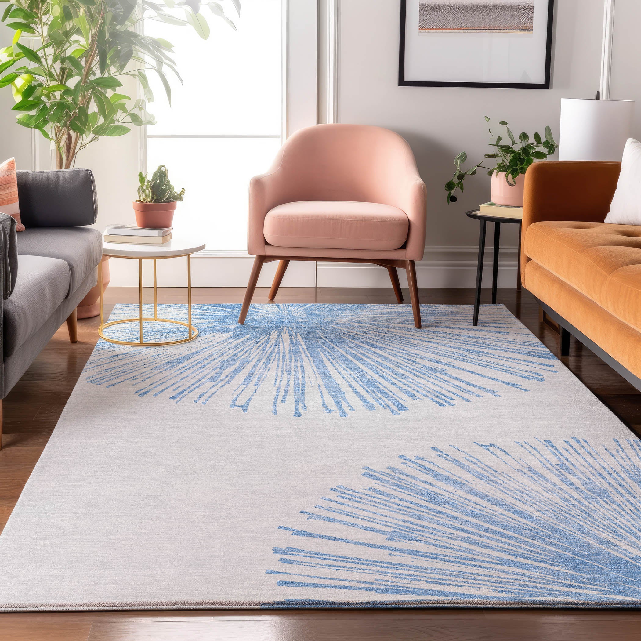 Dubrovnik Machine Washable Transitional Denim Blue Rug 2'6" x 3'10" #shape_Rectangle