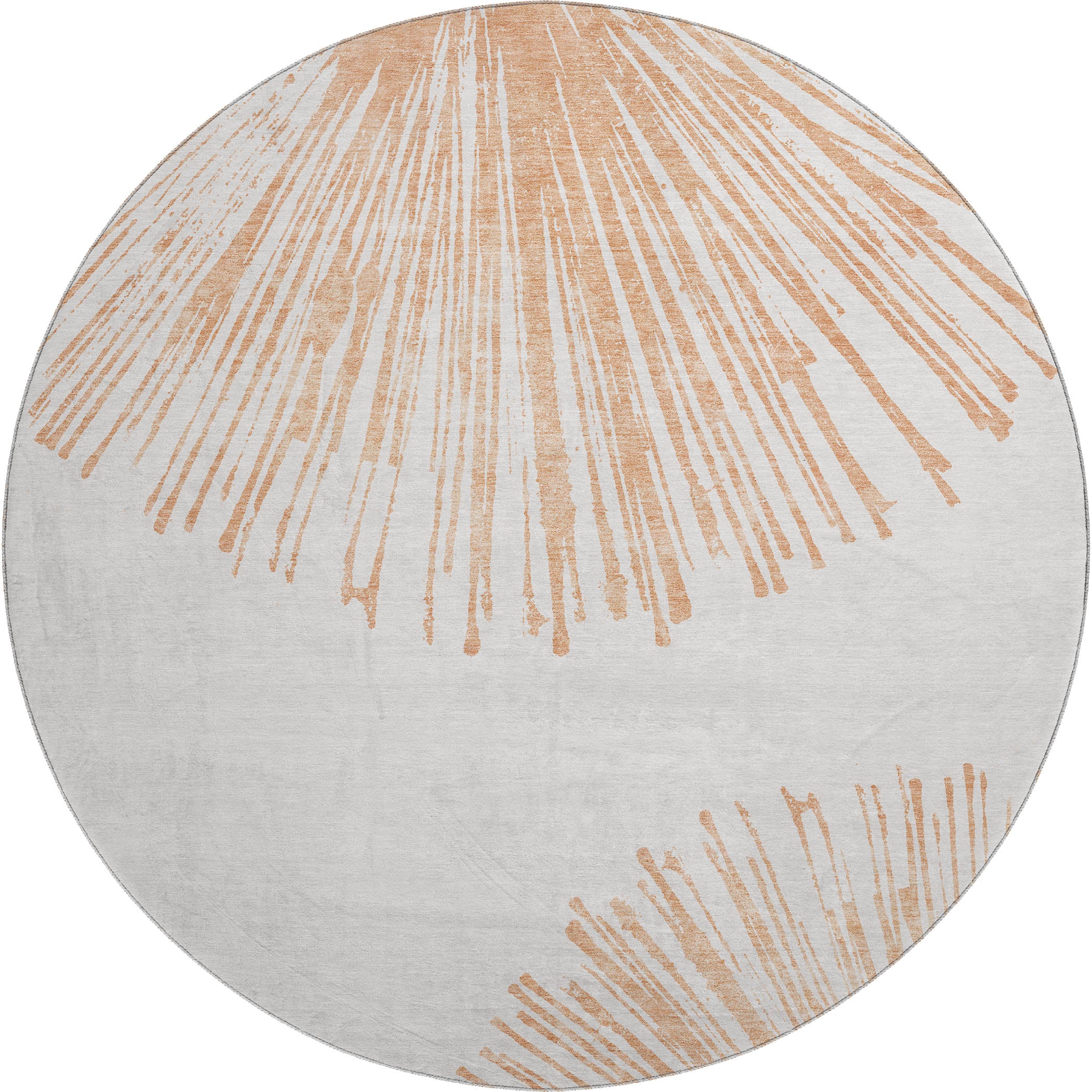 Dubrovnik Machine Washable Transitional Salmon Orange Rug 8' x 8' #shape_Round