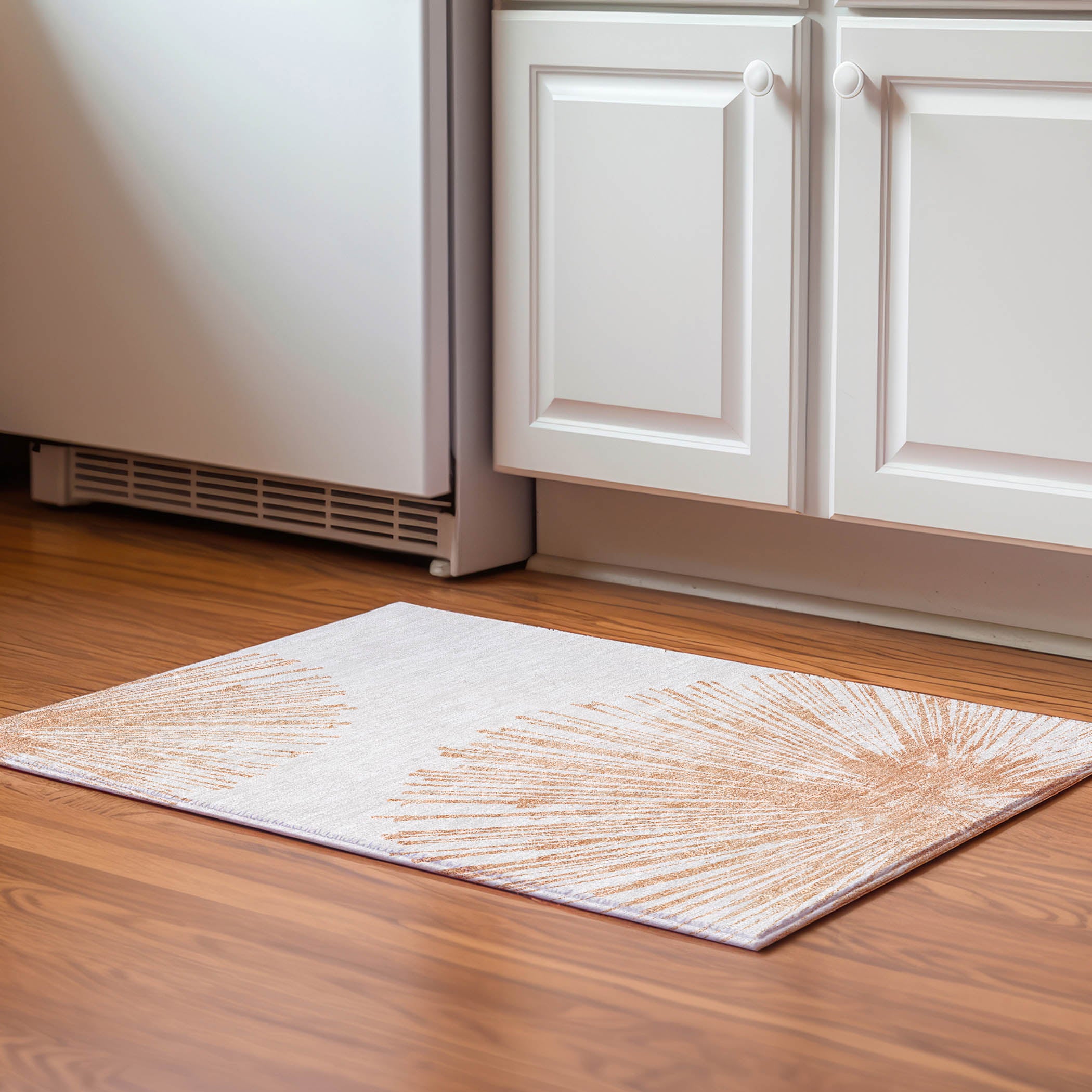 Dubrovnik Machine Washable Transitional Salmon Orange Rug 1'8" x 2'6" #shape_Rectangle