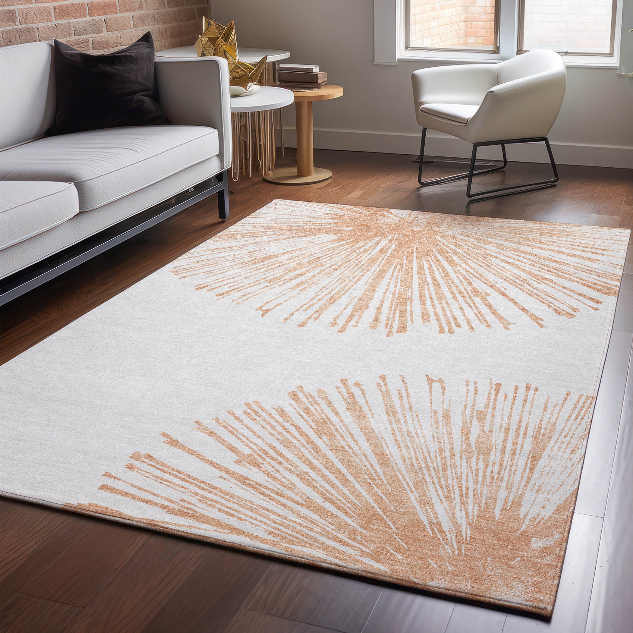 Dubrovnik Machine Washable Transitional Salmon Orange Rug 2'6" x 3'10" #shape_Rectangle