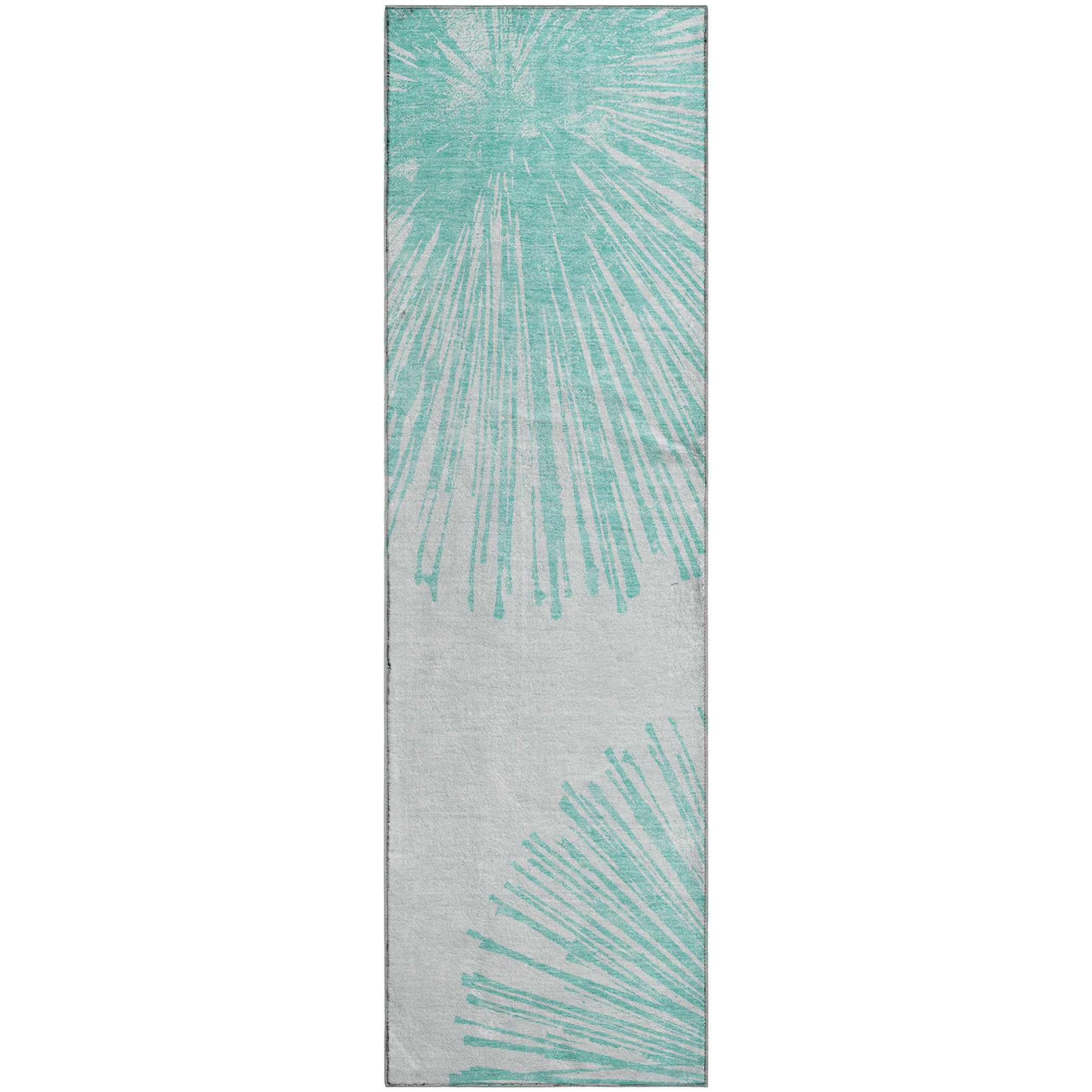Dubrovnik Machine Washable Transitional Teal Rug 2'3" x 7'6" #shape_Runner