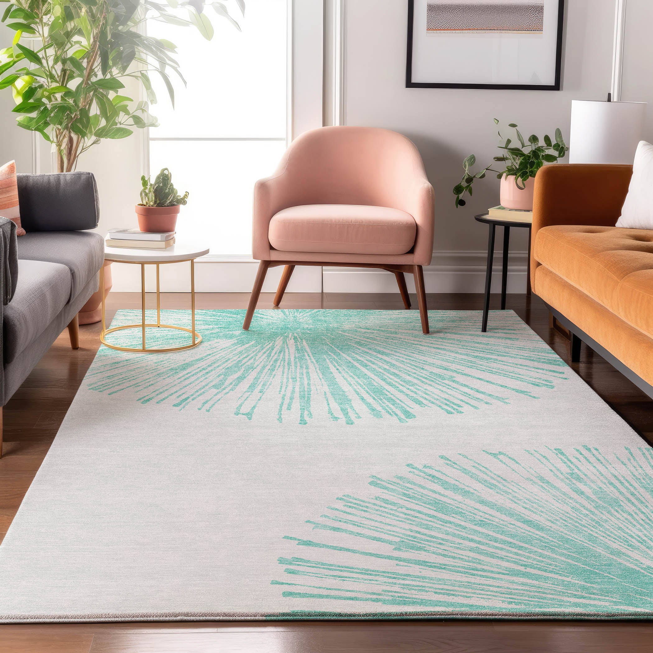 Dubrovnik Machine Washable Transitional Teal Rug 2'6" x 3'10" #shape_Rectangle