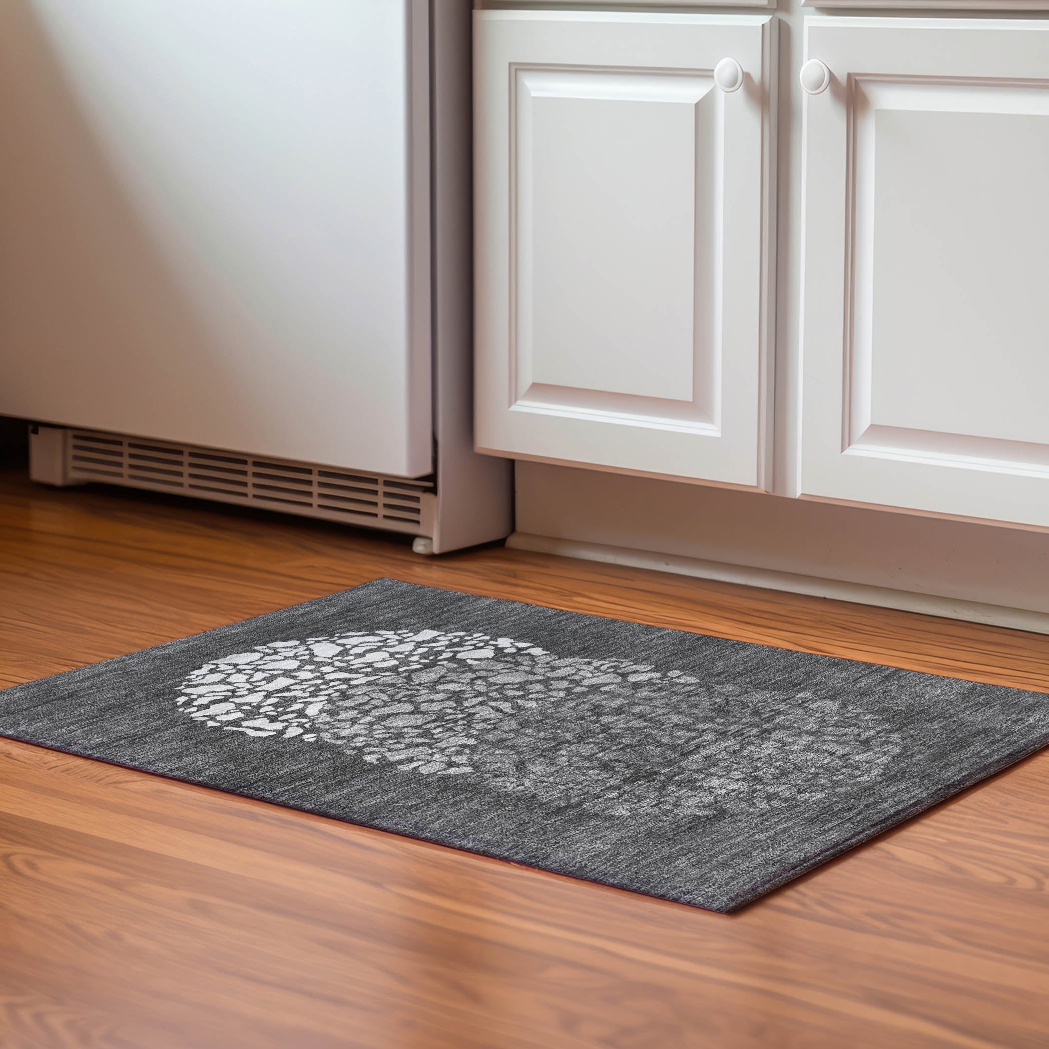 Reykjavik Machine Washable Transitional Charcoal Gray Rug 1'8" x 2'6" #shape_Rectangle