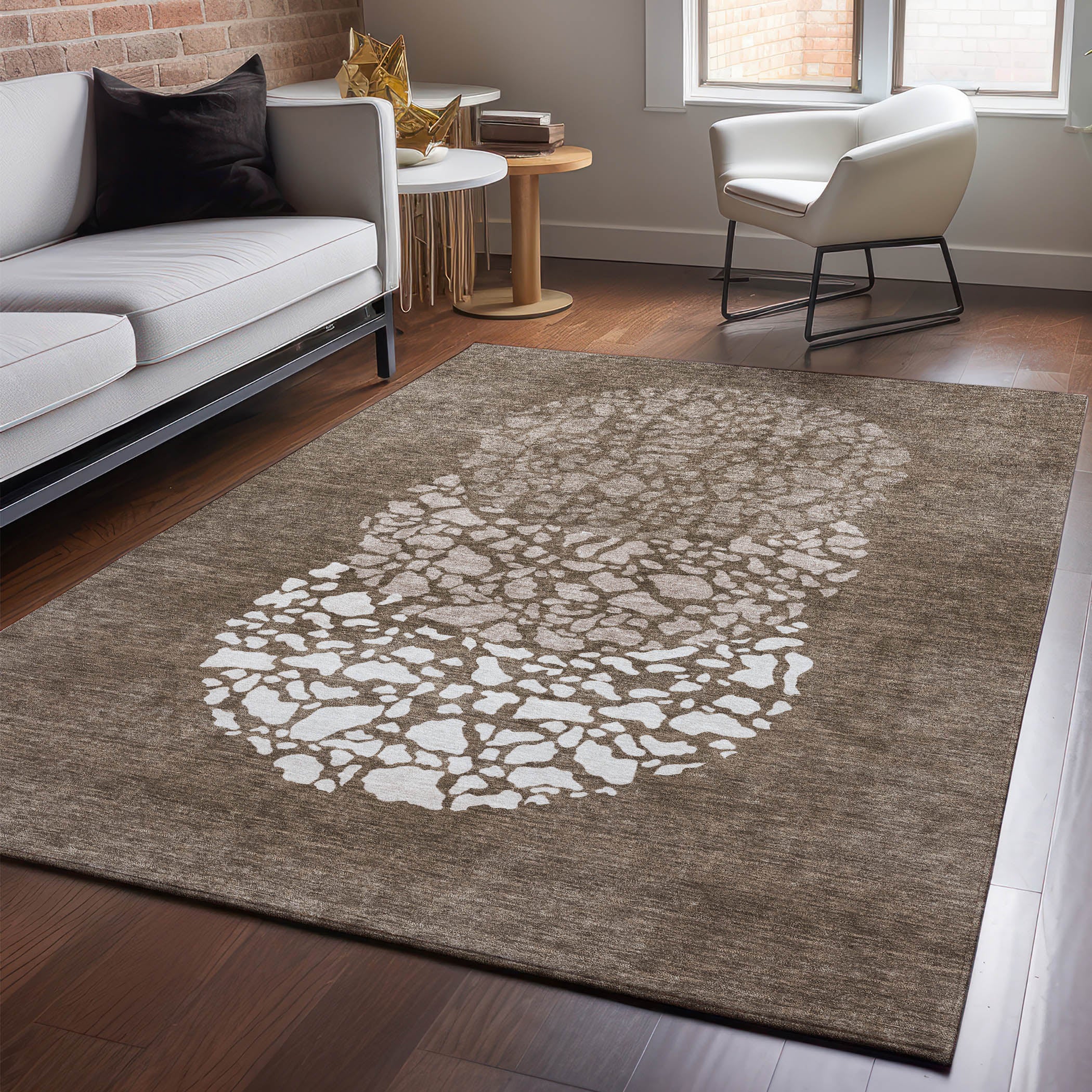 Reykjavik Machine Washable Transitional Chocolate Brown Rug 2'6" x 3'10" #shape_Rectangle