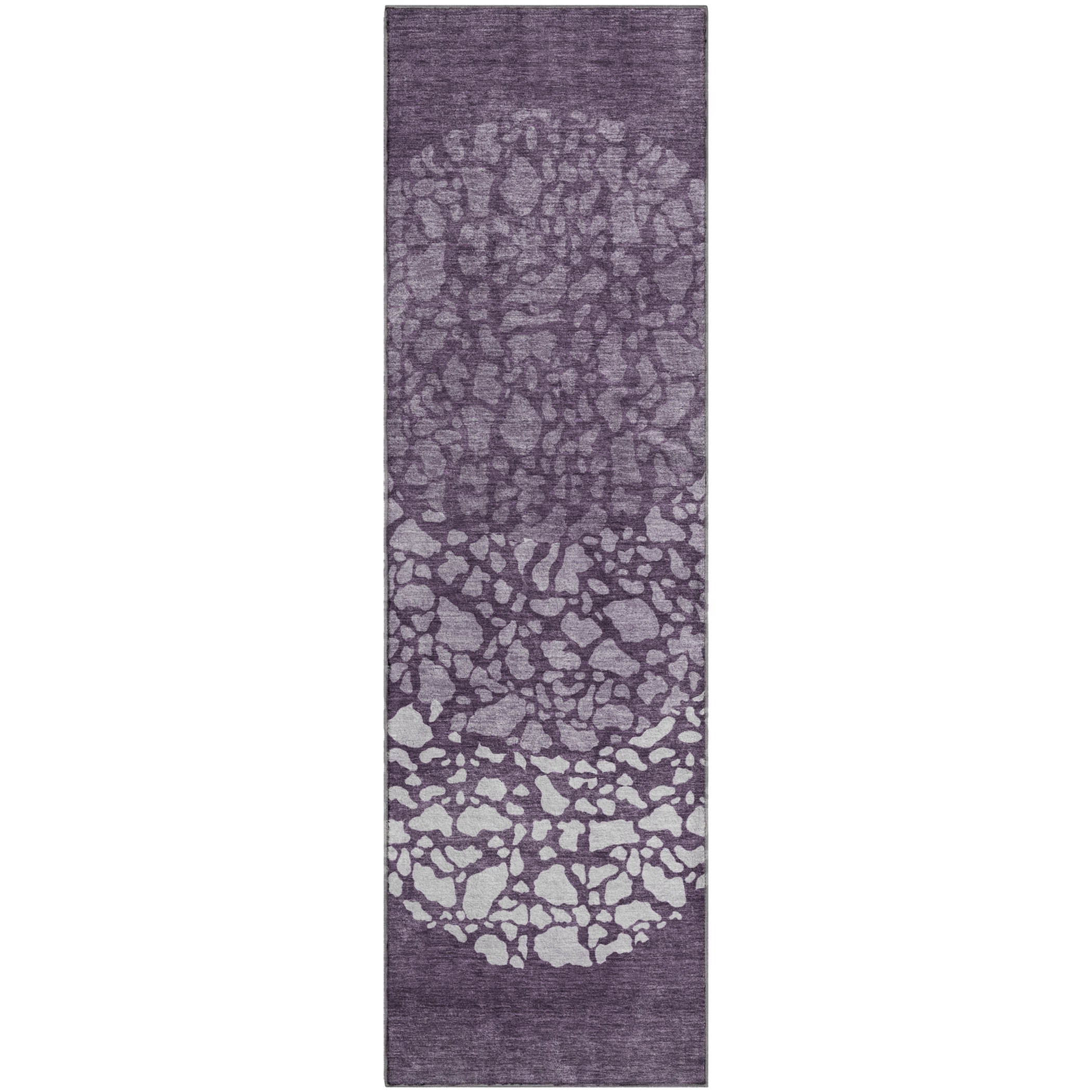 Reykjavik Machine Washable Transitional Eggplant Purple Rug 2'3" x 7'6" #shape_Runner