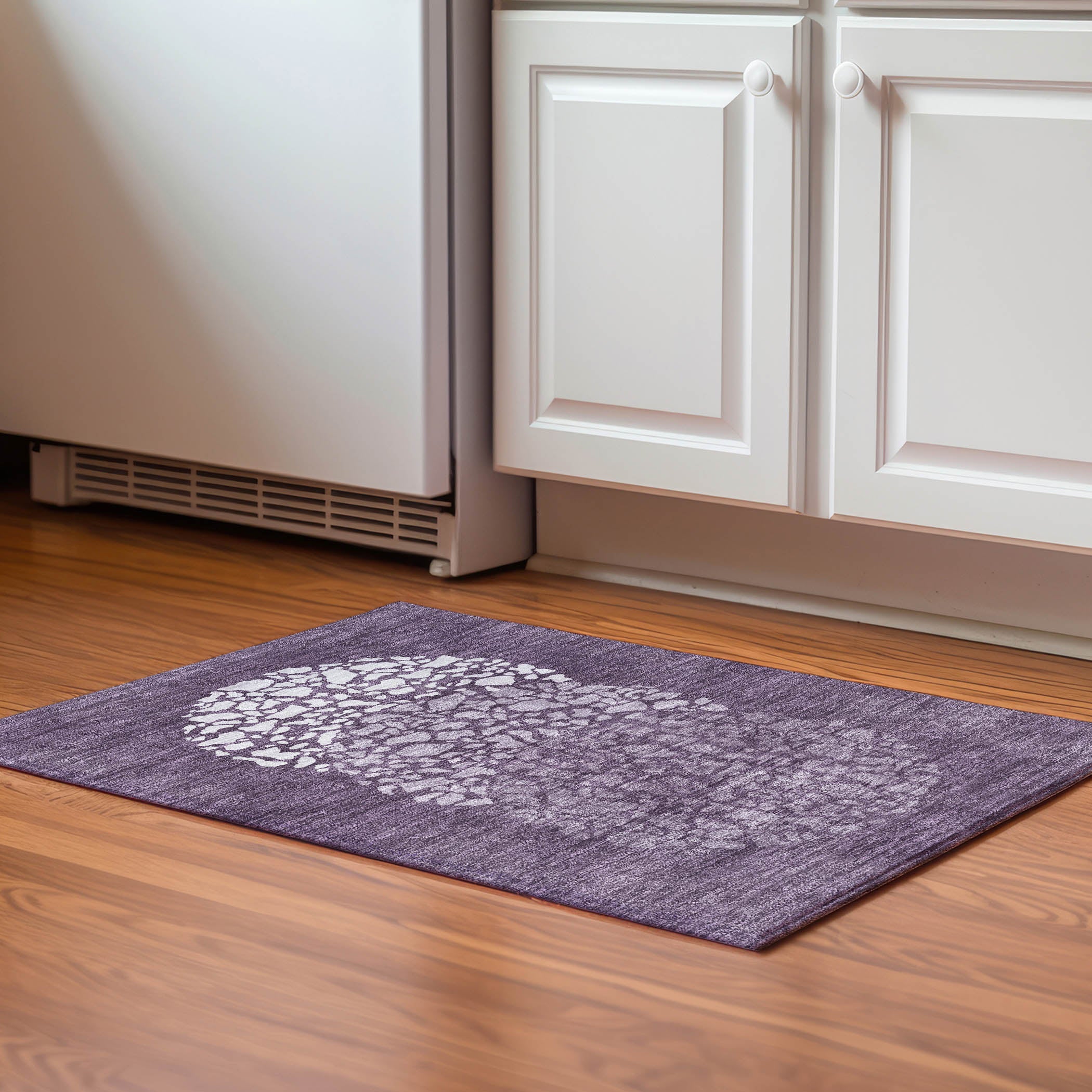 Reykjavik Machine Washable Transitional Eggplant Purple Rug 1'8" x 2'6" #shape_Rectangle