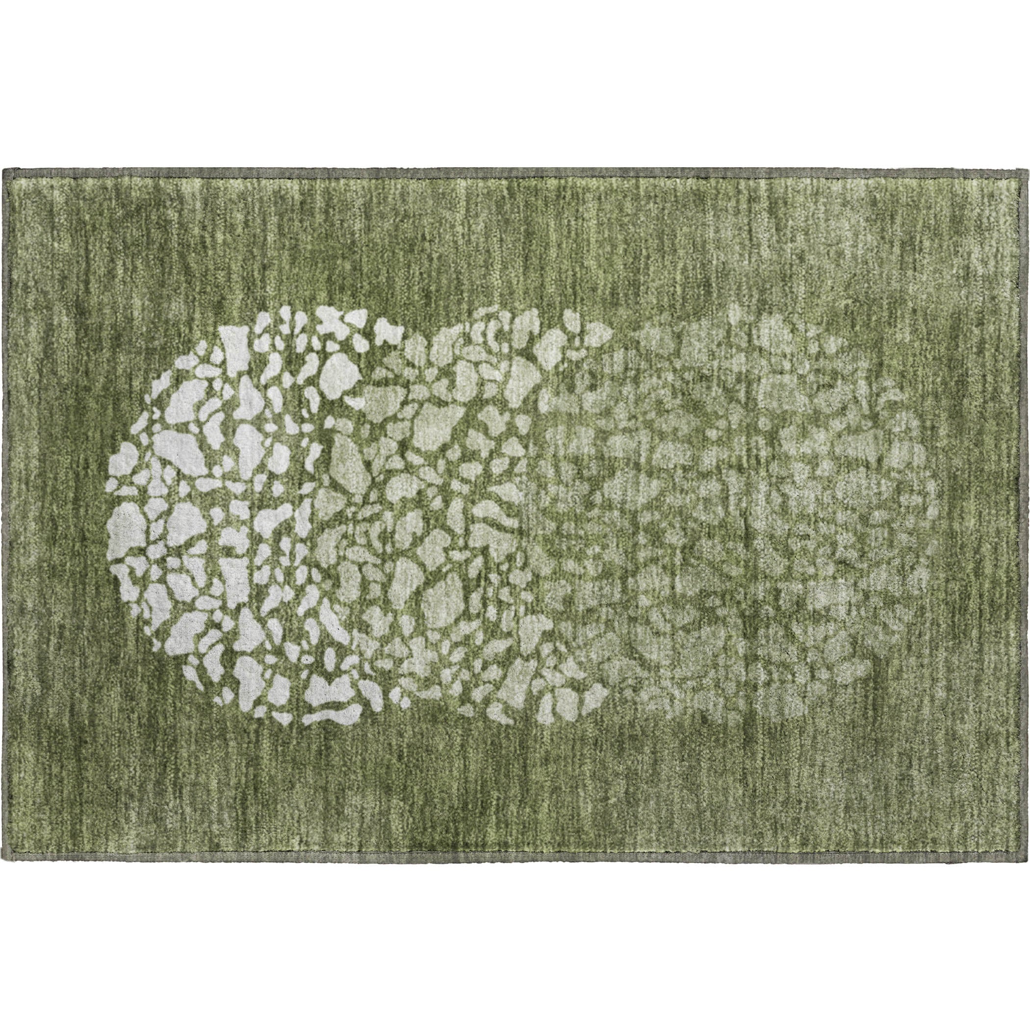 Reykjavik Machine Washable Transitional Olive Green Rug 1'8" x 2'6" #shape_Rectangle