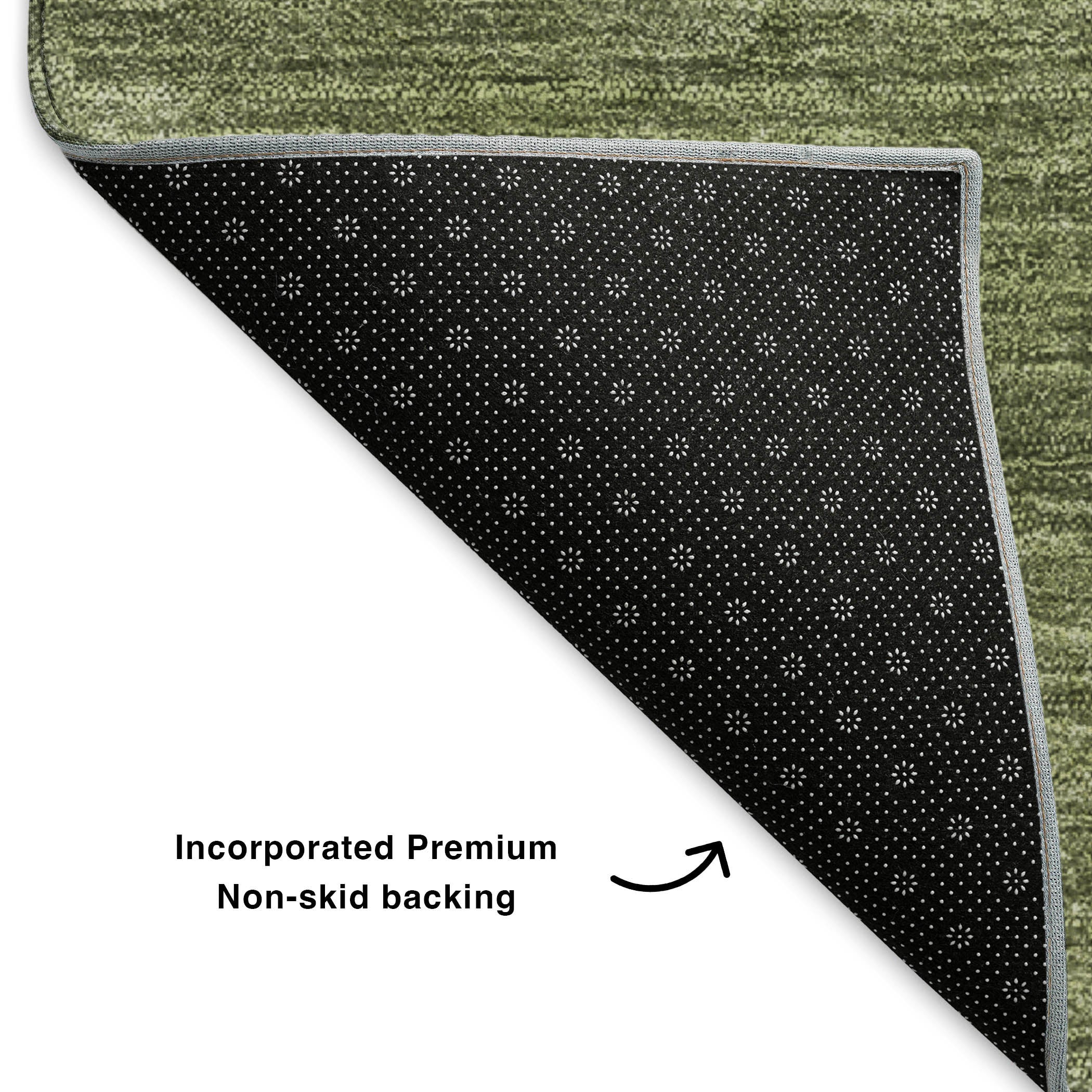 Reykjavik Machine Washable Transitional Olive Green Rug 1'8" x 2'6" #shape_Rectangle