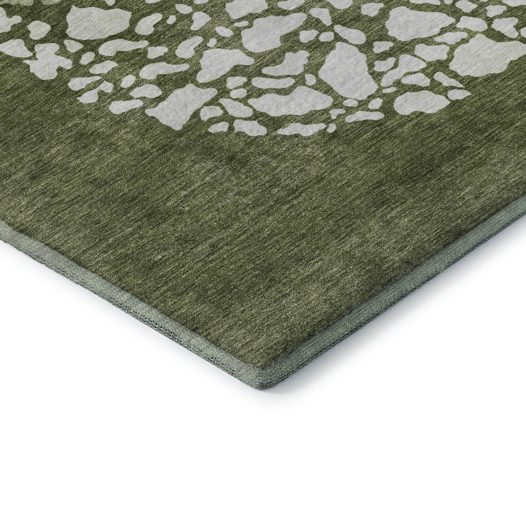 Reykjavik Machine Washable Transitional Olive Green Rug 1'8" x 2'6" #shape_Rectangle