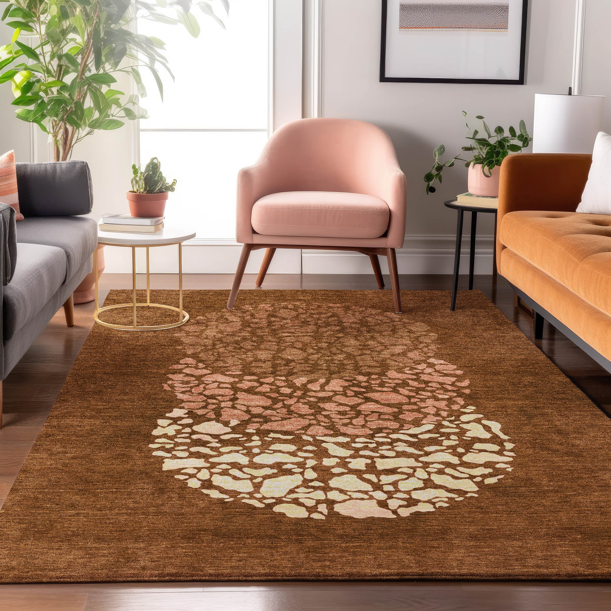 Reykjavik Machine Washable Transitional Paprika Orange Rug 2'6" x 3'10" #shape_Rectangle