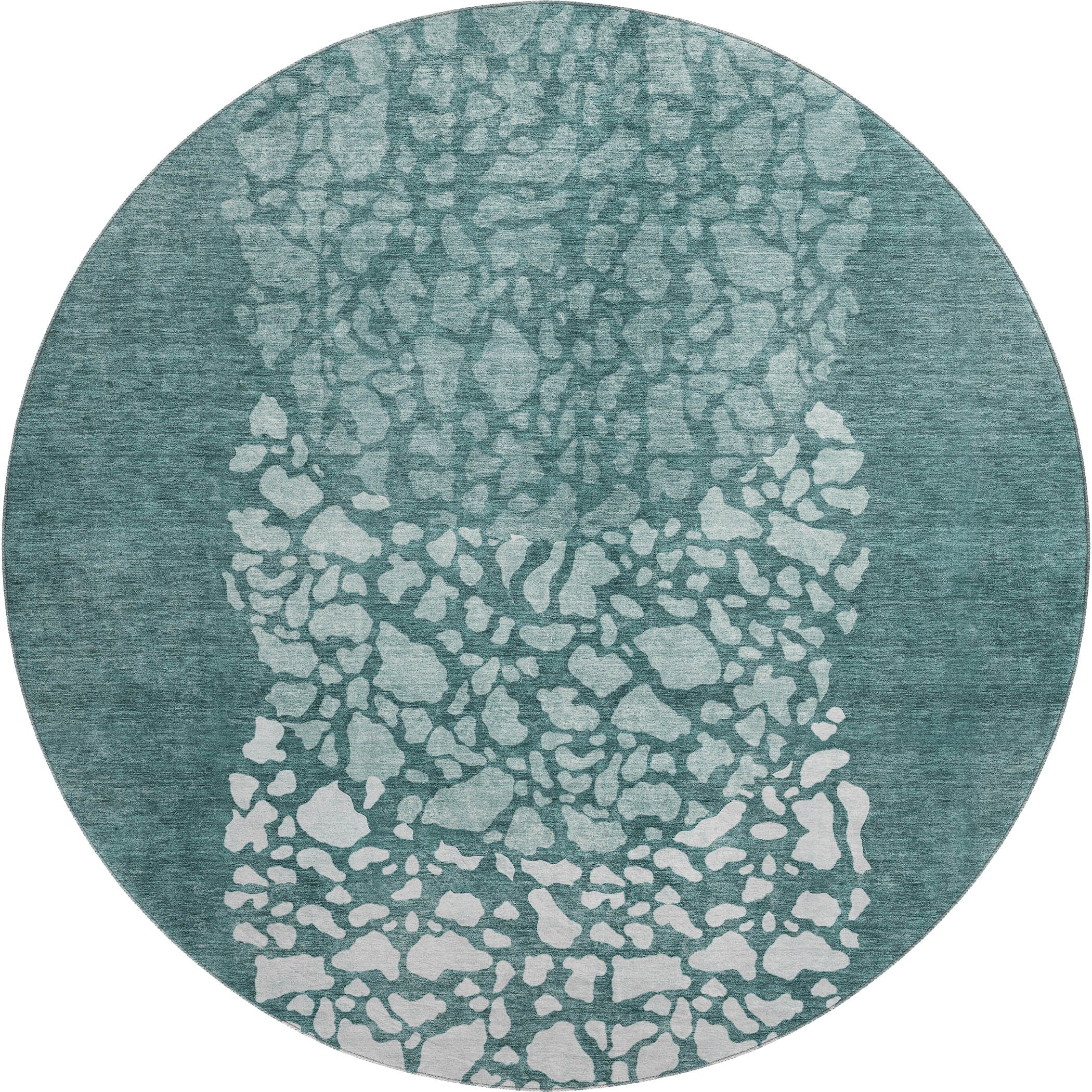 Reykjavik Machine Washable Transitional Teal Rug 8' x 8' #shape_Round