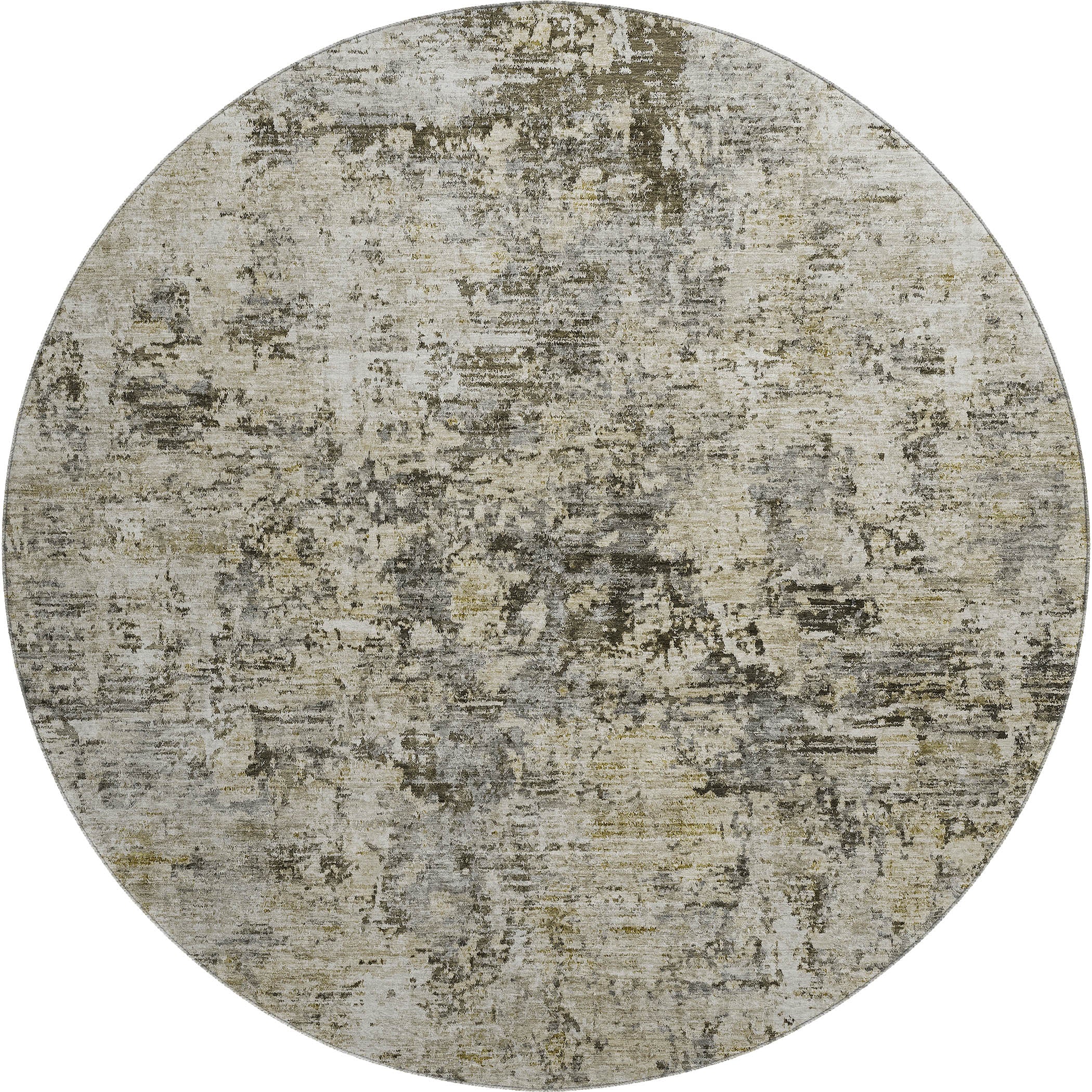 Antigua Machine Washable Transitional Taupe Brown Rug 8' x 8' #shape_Round