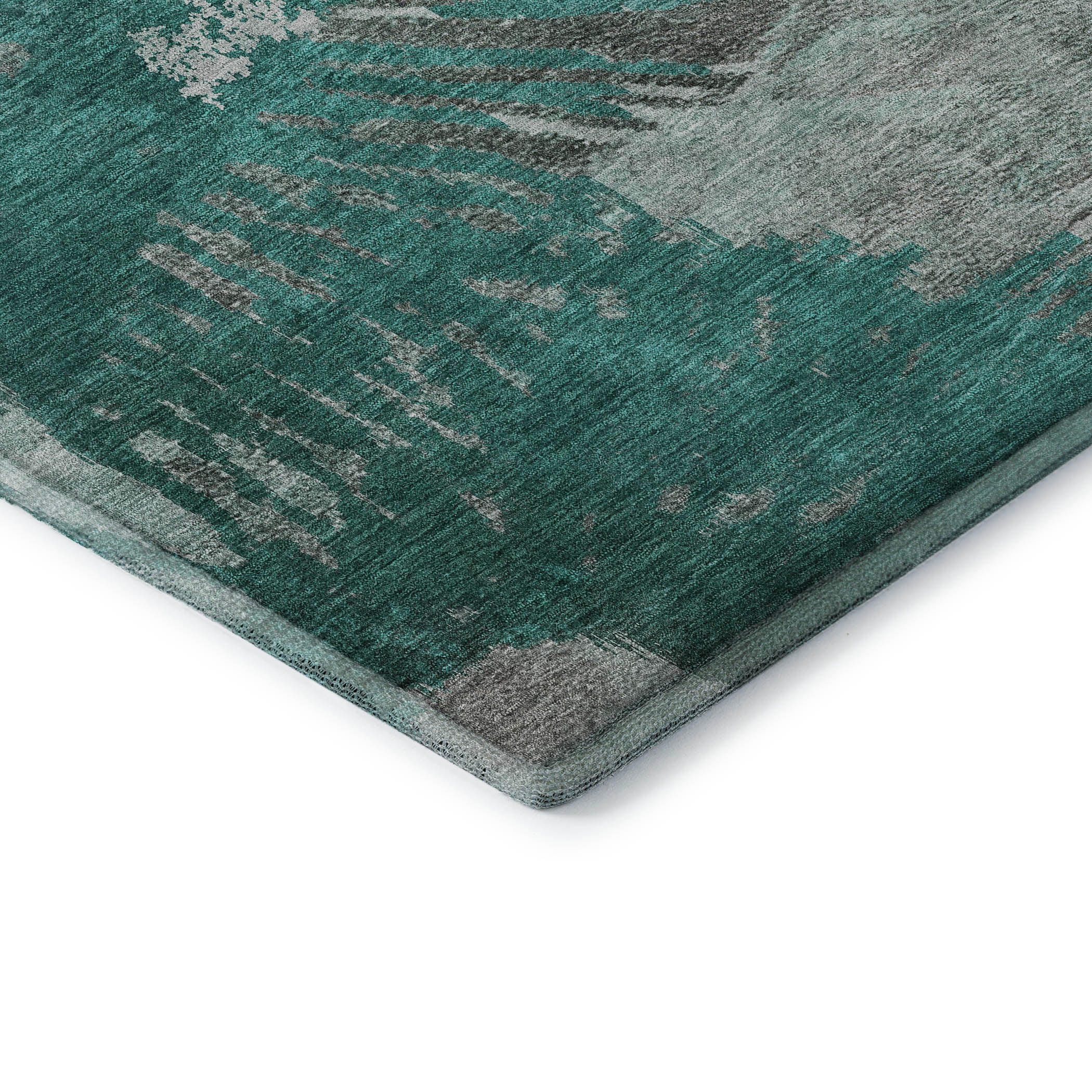 Colombo Machine Washable Transitional Teal Rug 1'8" x 2'6" #shape_Rectangle