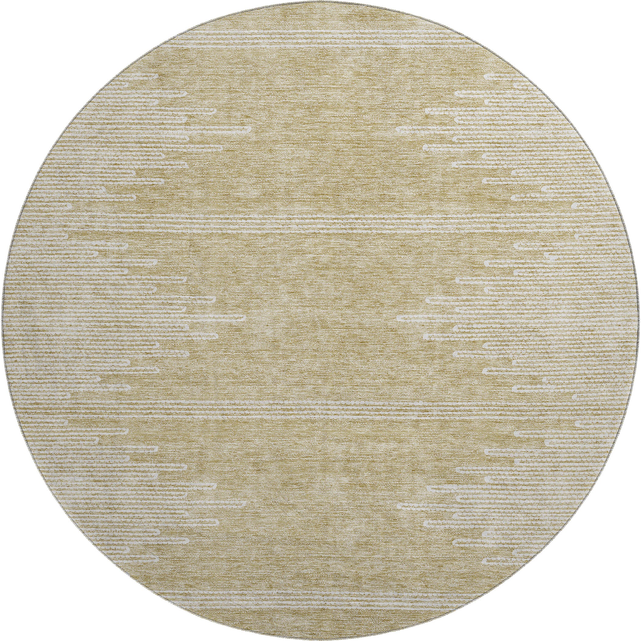 Seoul Machine Washable Transitional Beige Brown Rug 8' x 8' #shape_Round