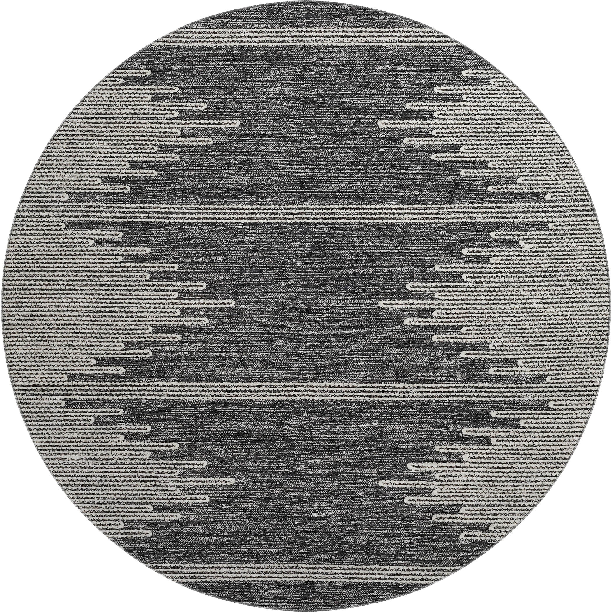 Seoul Machine Washable Transitional Charcoal Gray Rug 8' x 8' #shape_Round