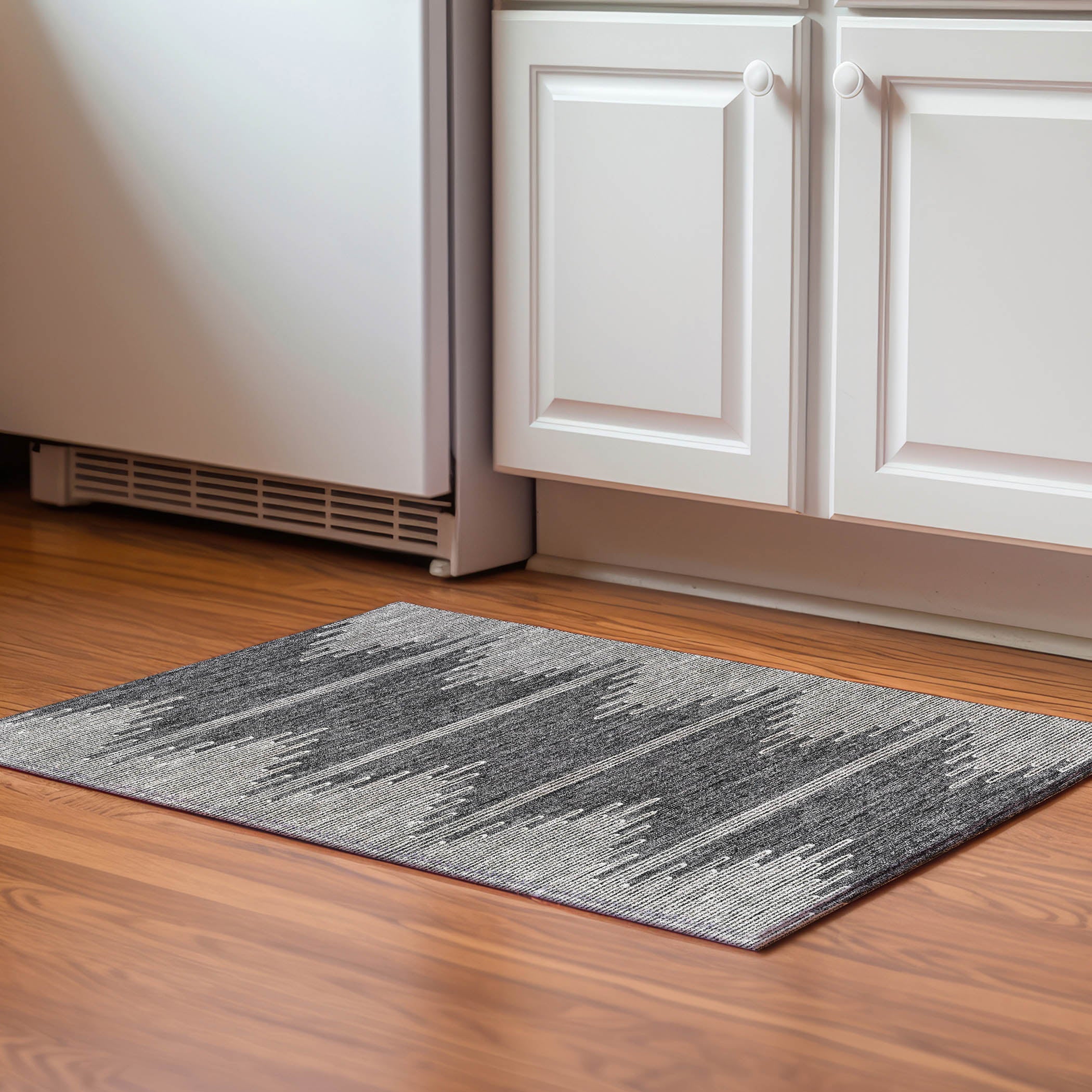 Seoul Machine Washable Transitional Charcoal Gray Rug 1'8" x 2'6" #shape_Rectangle
