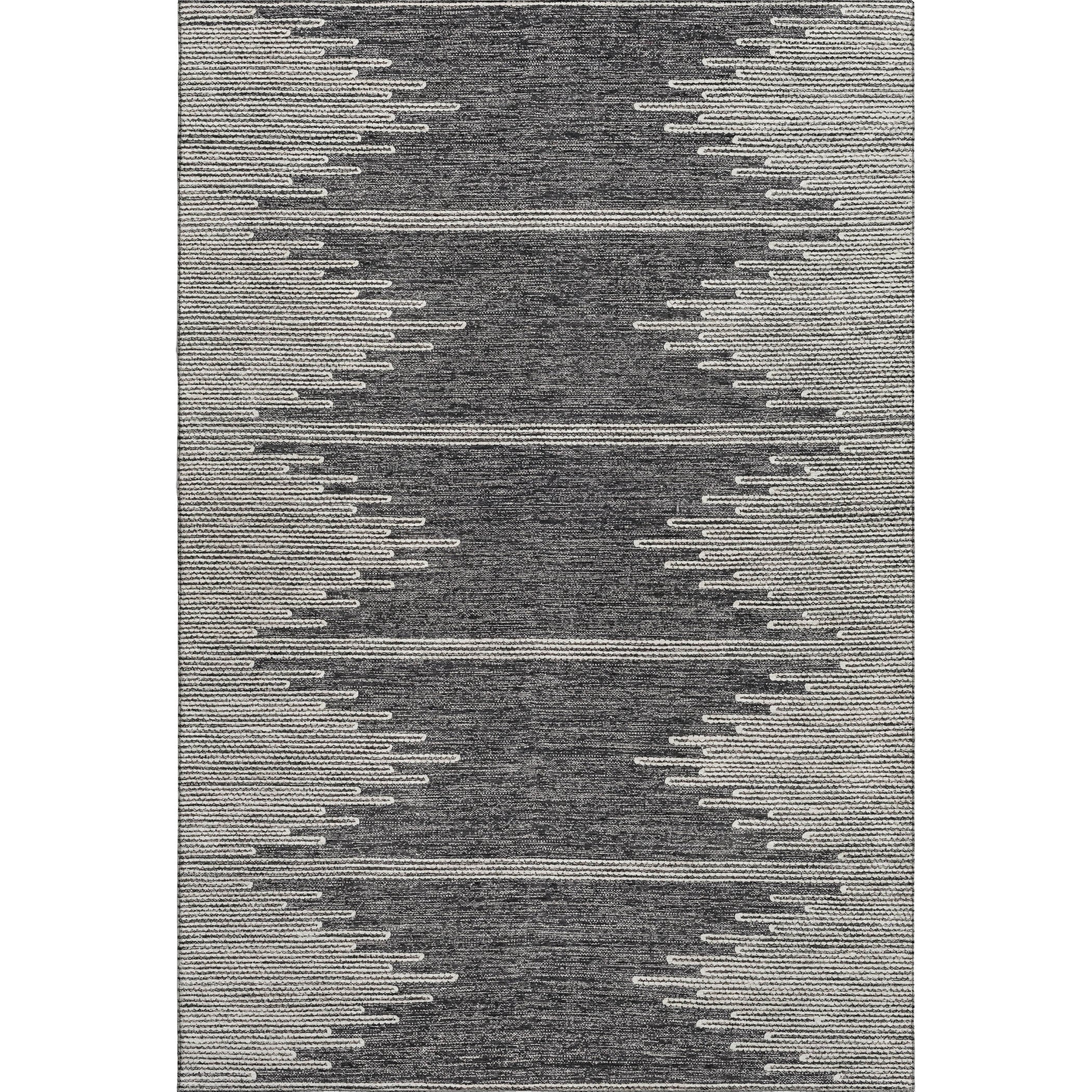 Seoul Machine Washable Transitional Charcoal Gray Rug 2'6" x 3'10" #shape_Rectangle