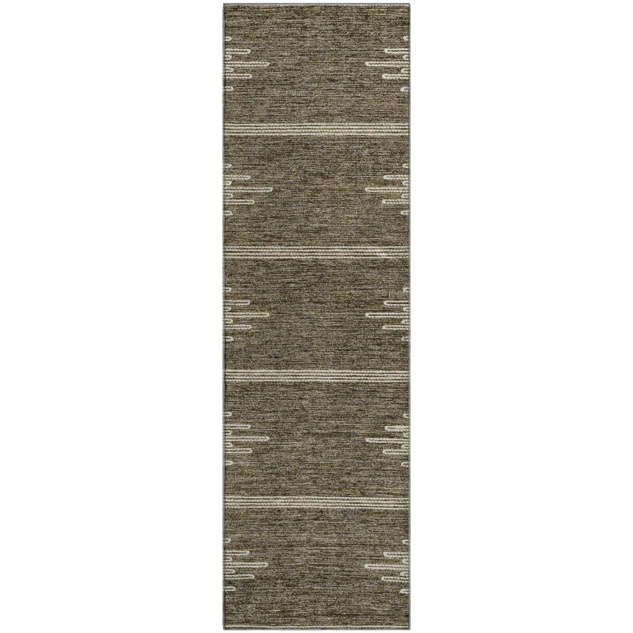 Seoul Machine Washable Transitional Coffee Brown Rug 2'3" x 7'6" #shape_Runner