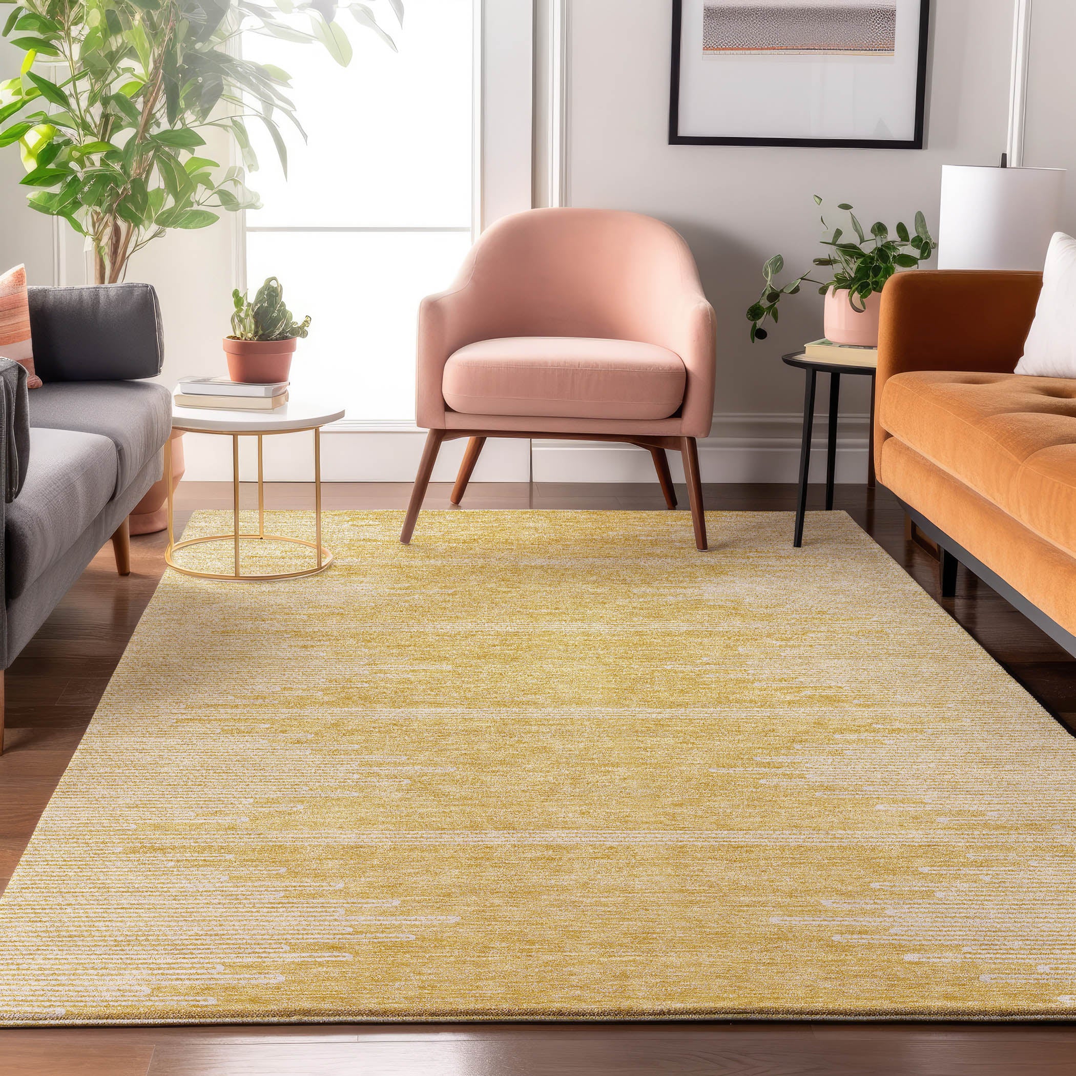 Seoul Machine Washable Transitional Gold Rug 2'6" x 3'10" #shape_Rectangle