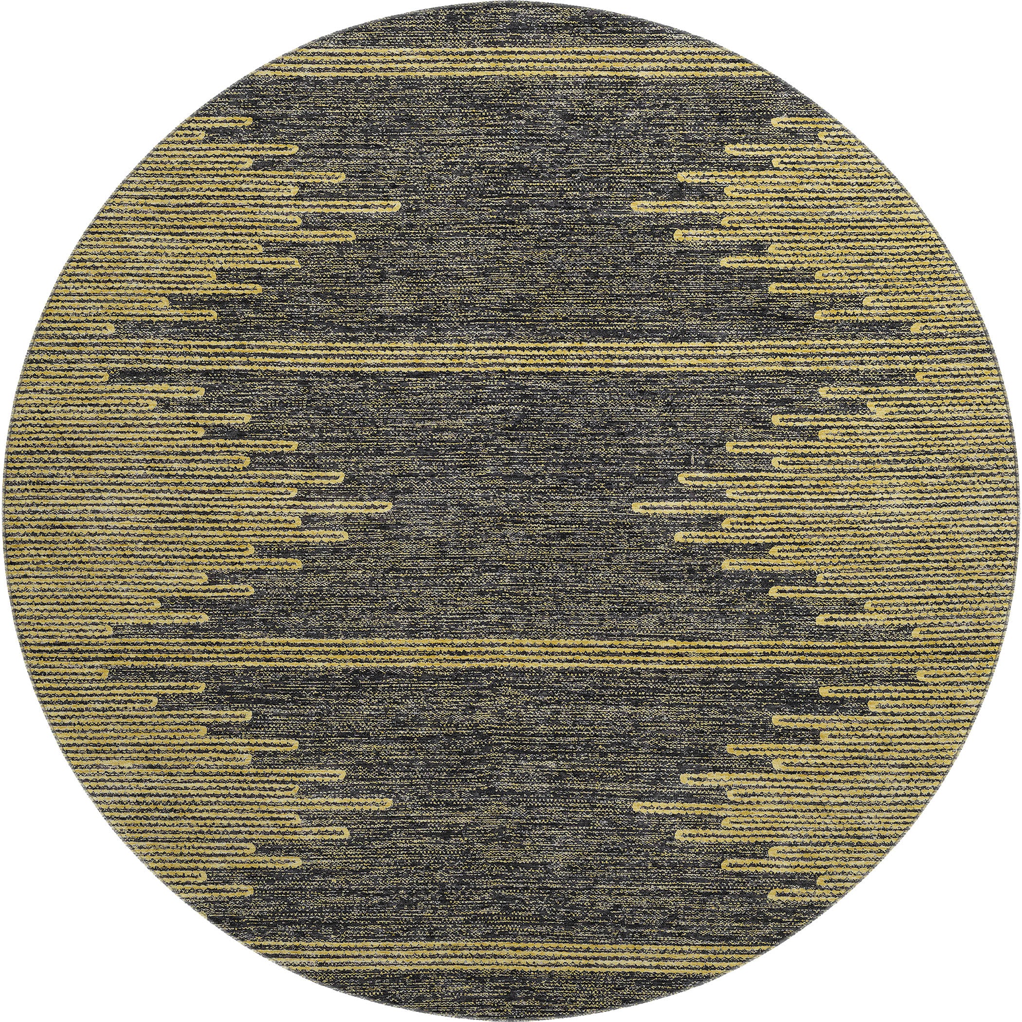 Seoul Machine Washable Transitional Graphite Gray Rug 8' x 8' #shape_Round