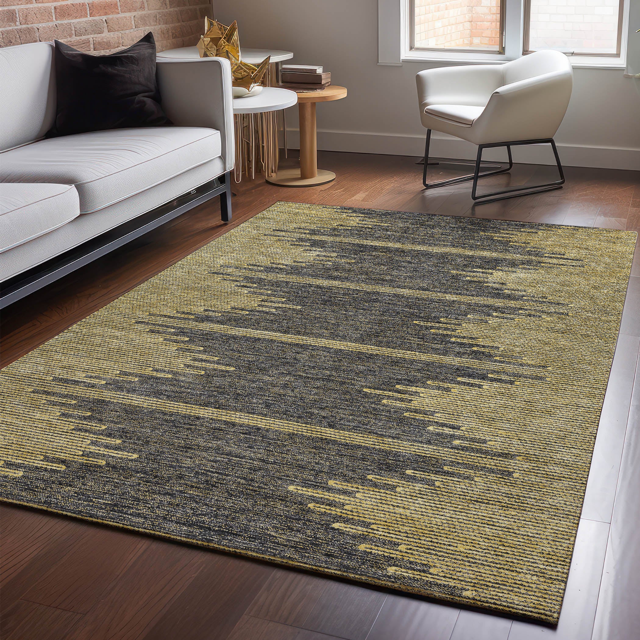 Seoul Machine Washable Transitional Graphite Gray Rug 2'6" x 3'10" #shape_Rectangle