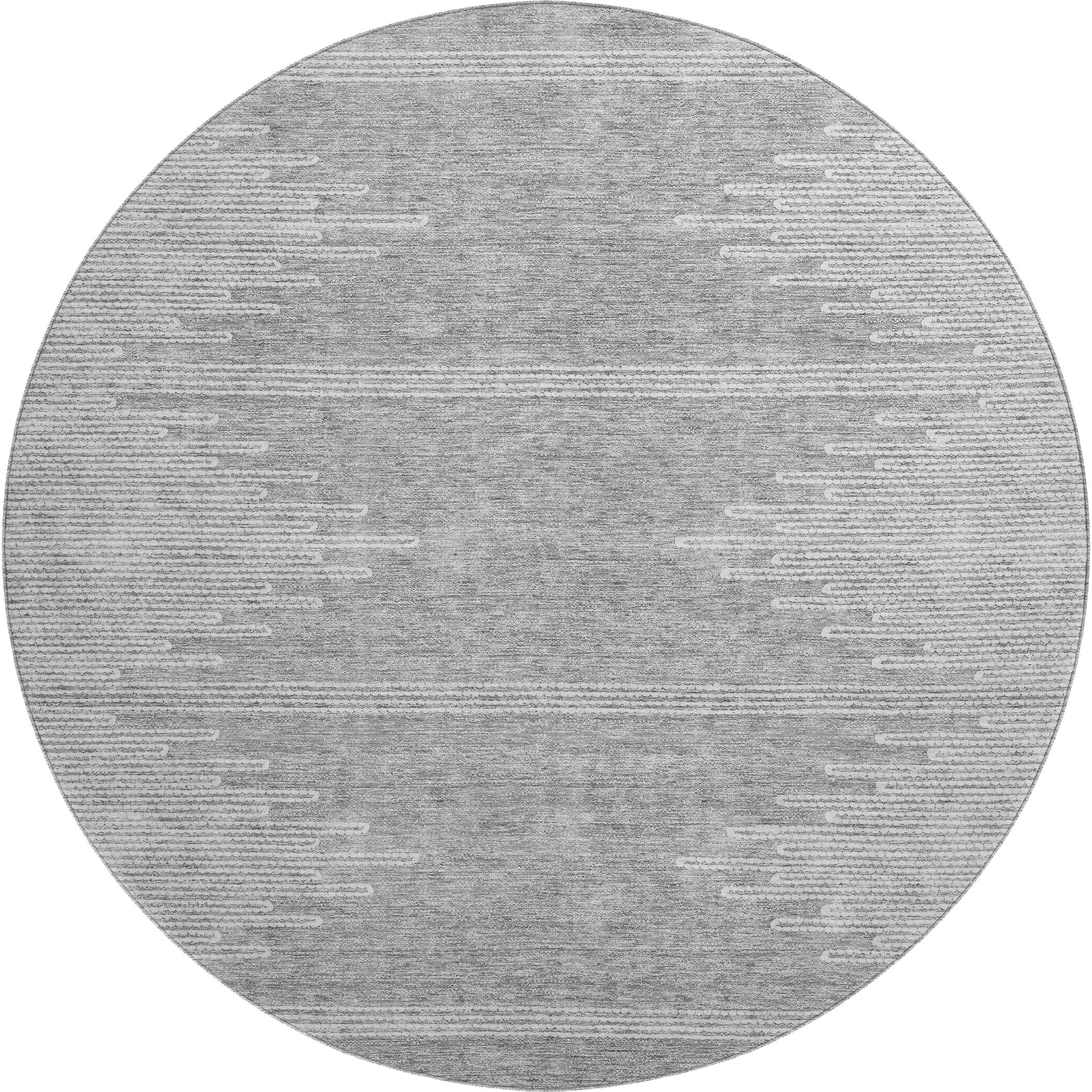 Seoul Machine Washable Transitional Gray Rug 8' x 8' #shape_Round