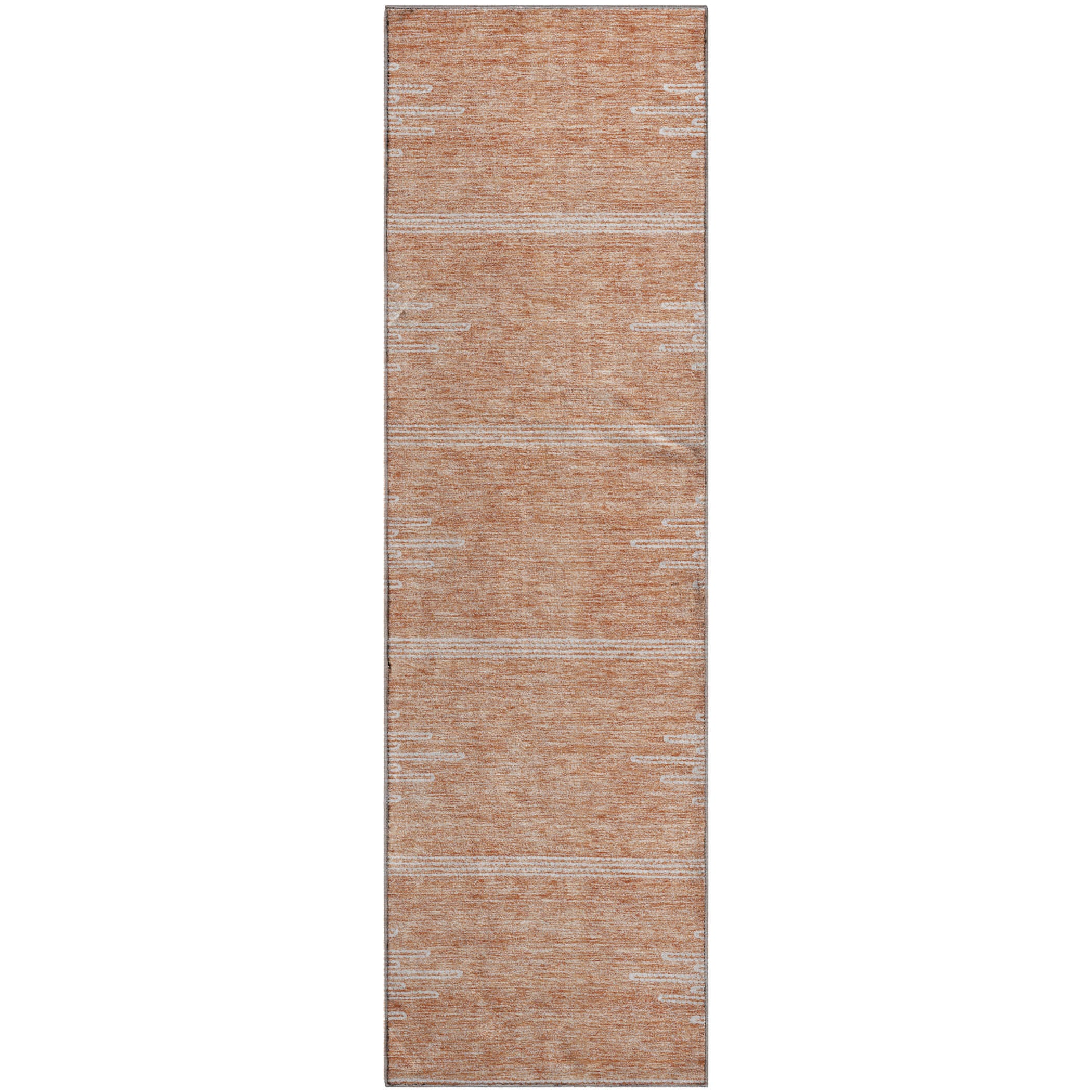 Seoul Machine Washable Transitional Salmon Orange Rug 2'3" x 7'6" #shape_Runner