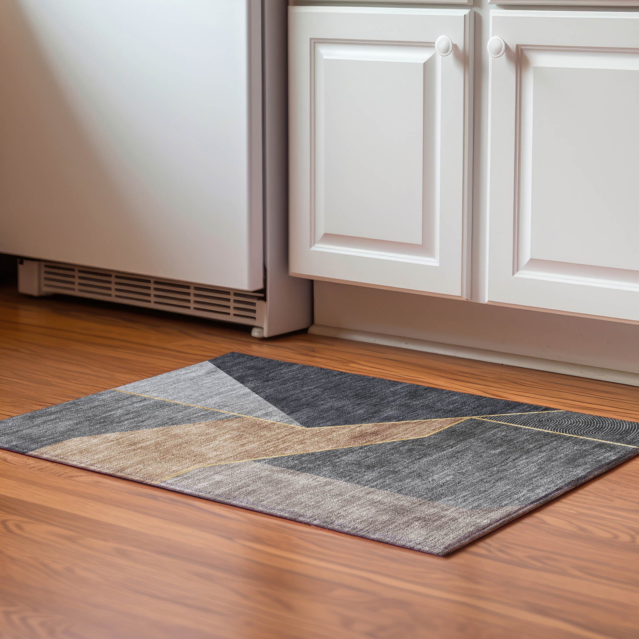 Bangkok Machine Washable Transitional Charcoal Gray Rug 1'8" x 2'6" #shape_Rectangle