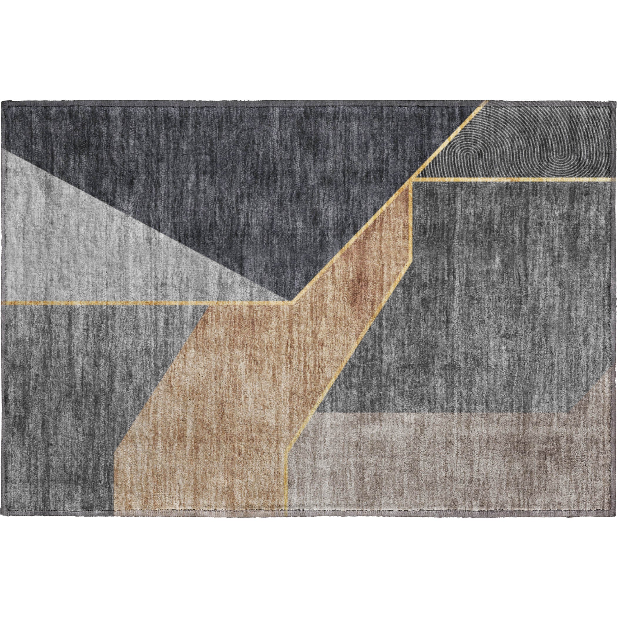 Bangkok Machine Washable Transitional Charcoal Gray Rug 1'8" x 2'6" #shape_Rectangle