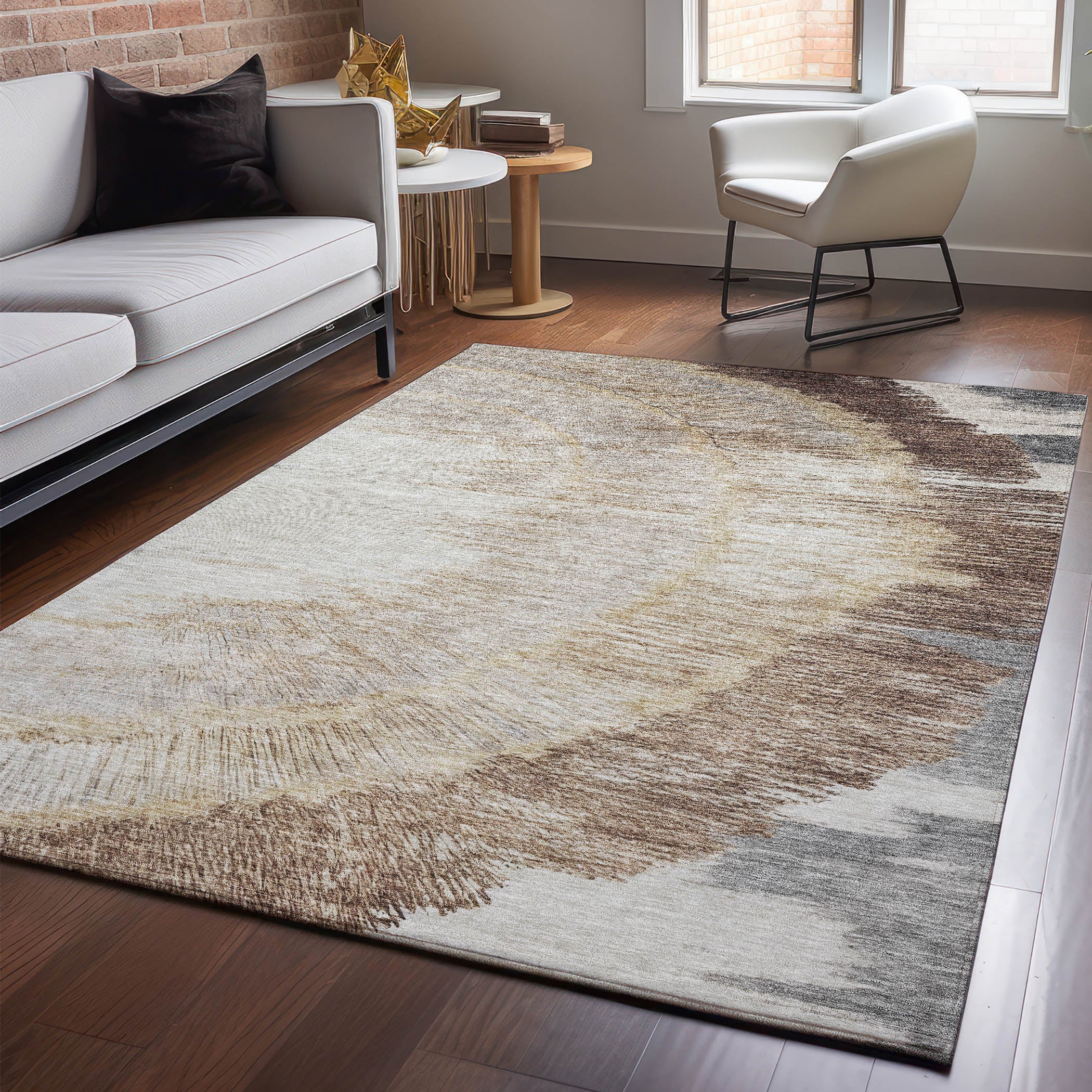Chiang Mai Machine Washable Transitional Brown Rug 2'6" x 3'10" #shape_Rectangle