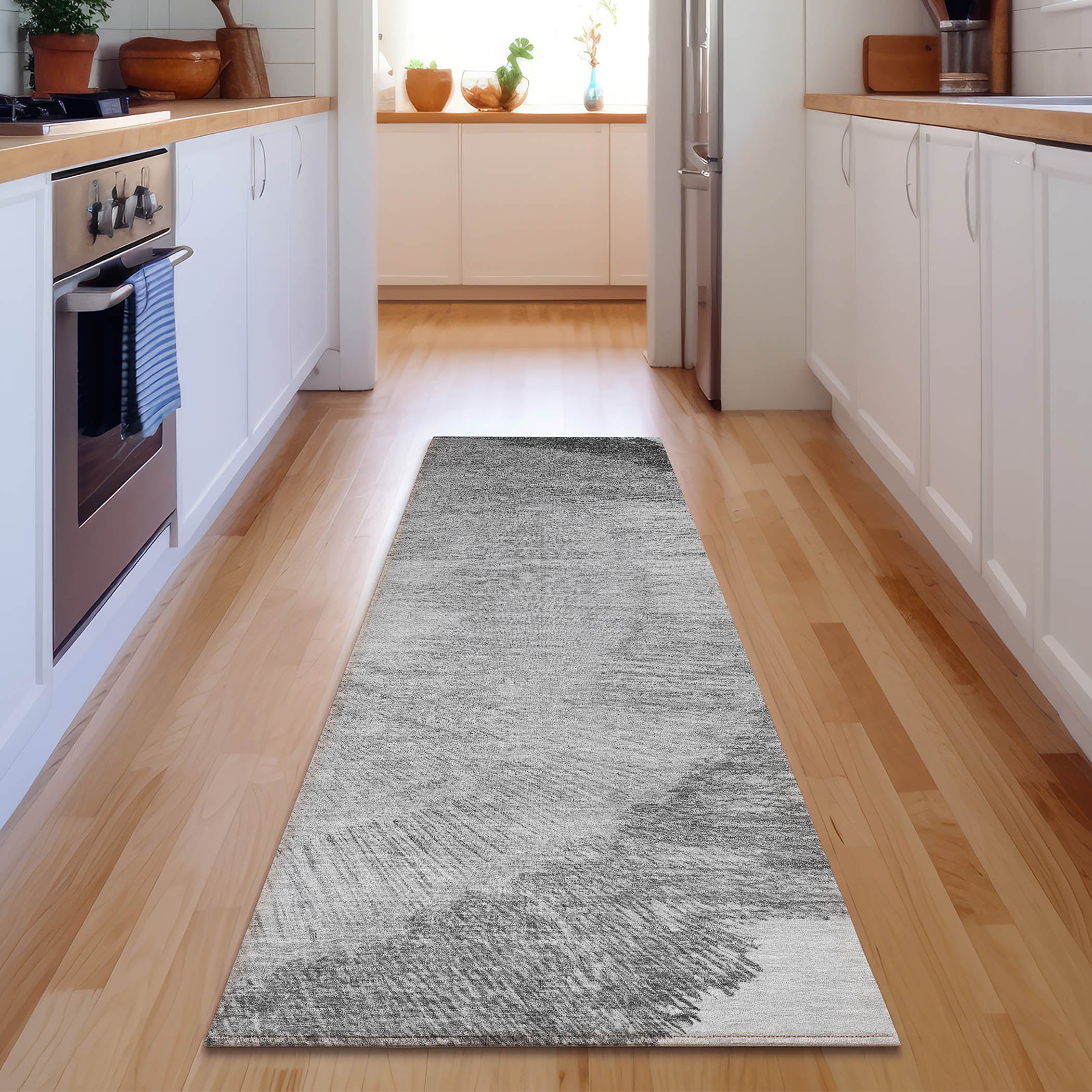 Chiang Mai Machine Washable Transitional Gray Rug 2'3" x 7'6" #shape_Runner