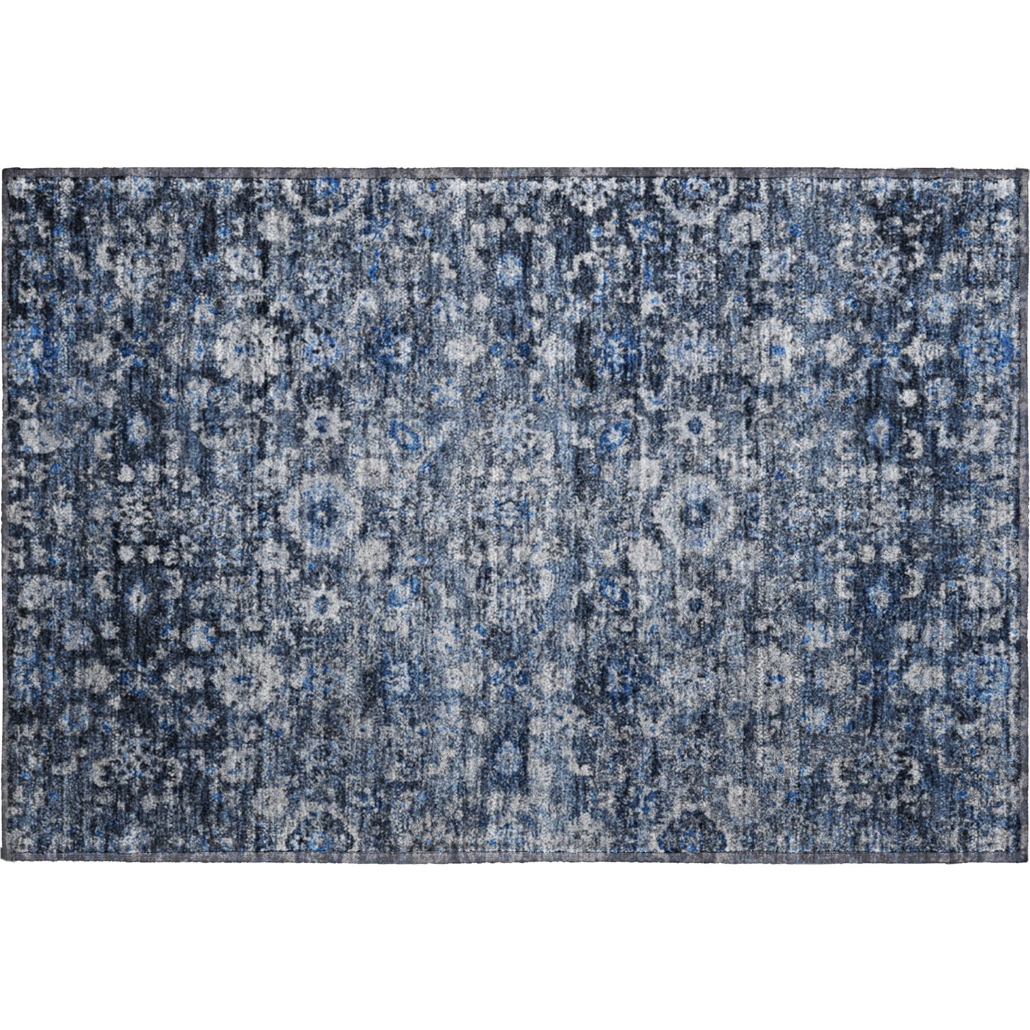 Siena Machine Washable Traditional Blue Rug 1'8" x 2'6" #shape_Rectangle