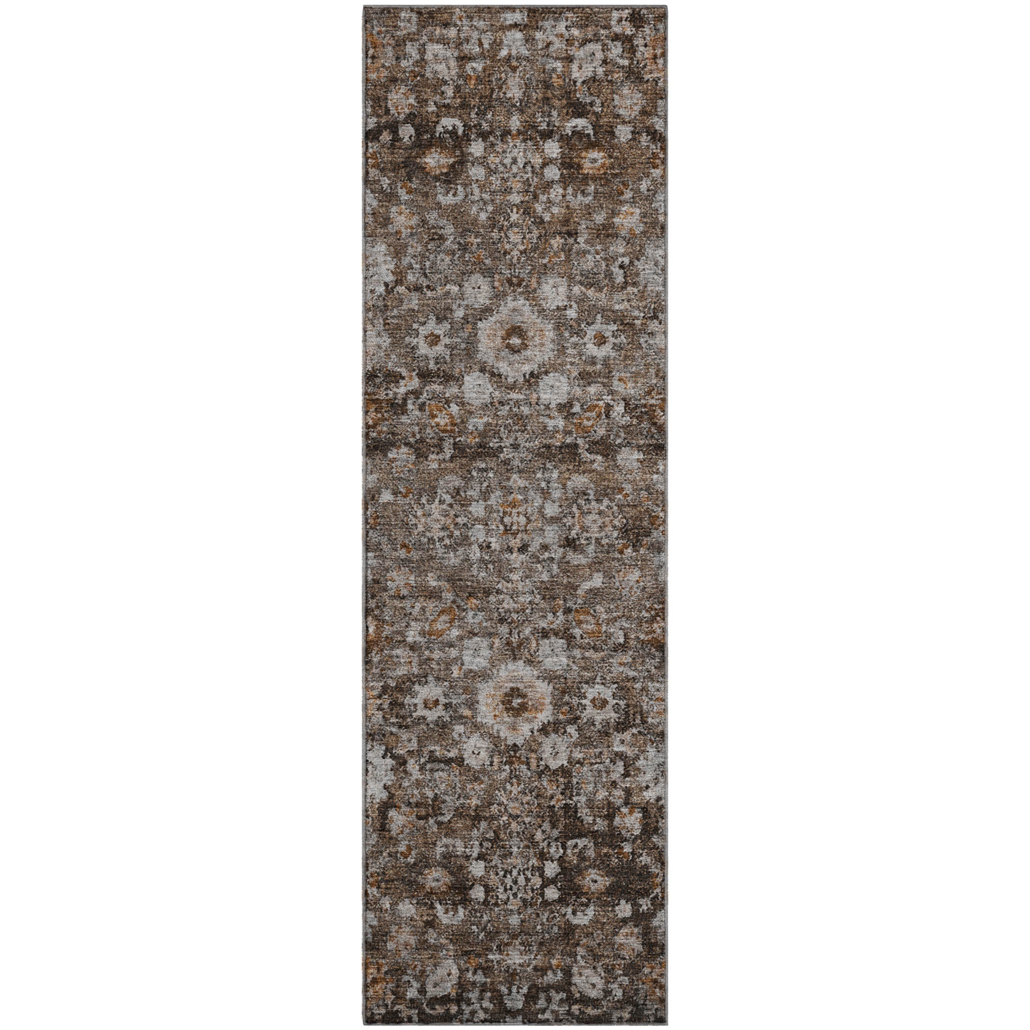 Siena Machine Washable Traditional Fudge Brown Rug 2'3" x 7'6" #shape_Runner