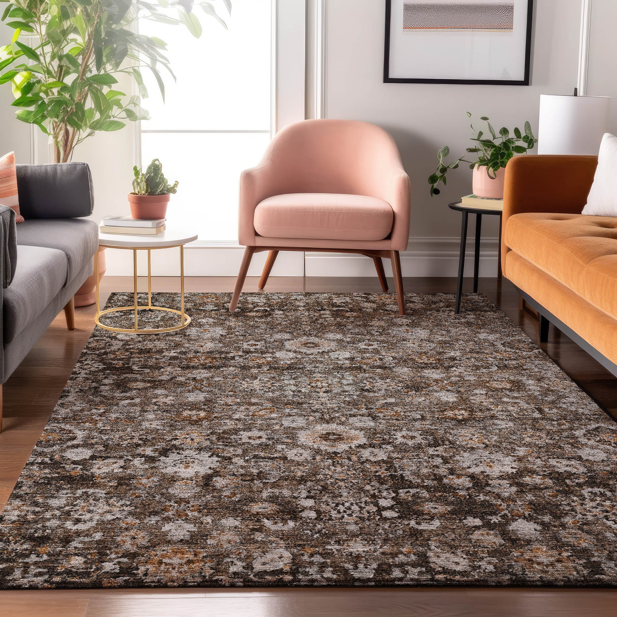 Siena Machine Washable Traditional Fudge Brown Rug 2'6" x 3'10" #shape_Rectangle