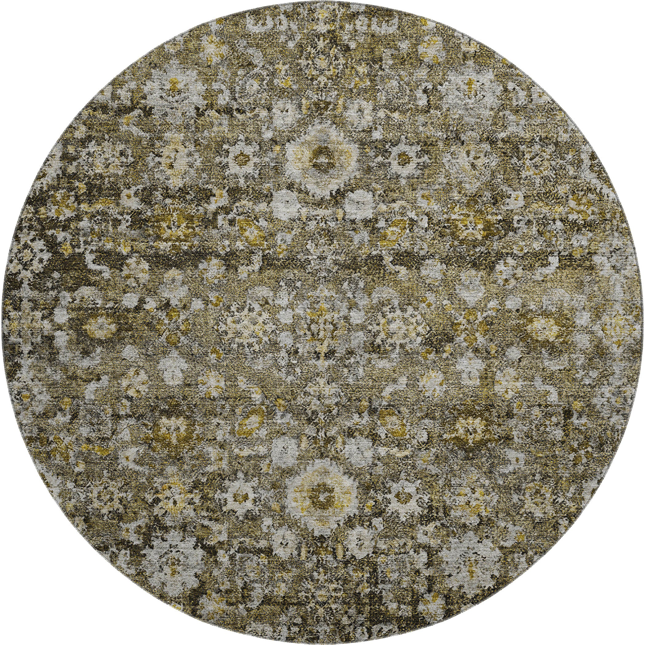 Siena Machine Washable Traditional Mocha Brown Rug 8' x 8' #shape_Round