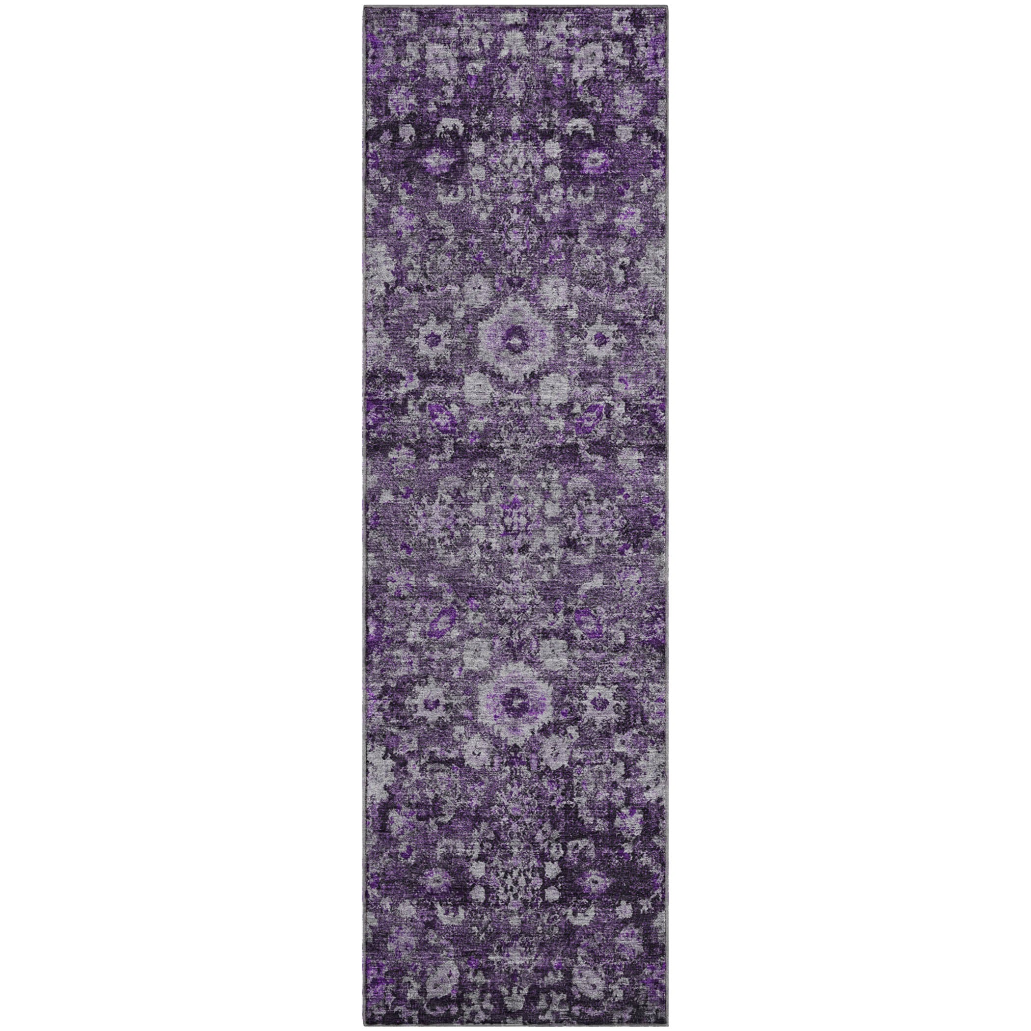 Siena Machine Washable Traditional Purple Rug 2'3" x 7'6" #shape_Runner