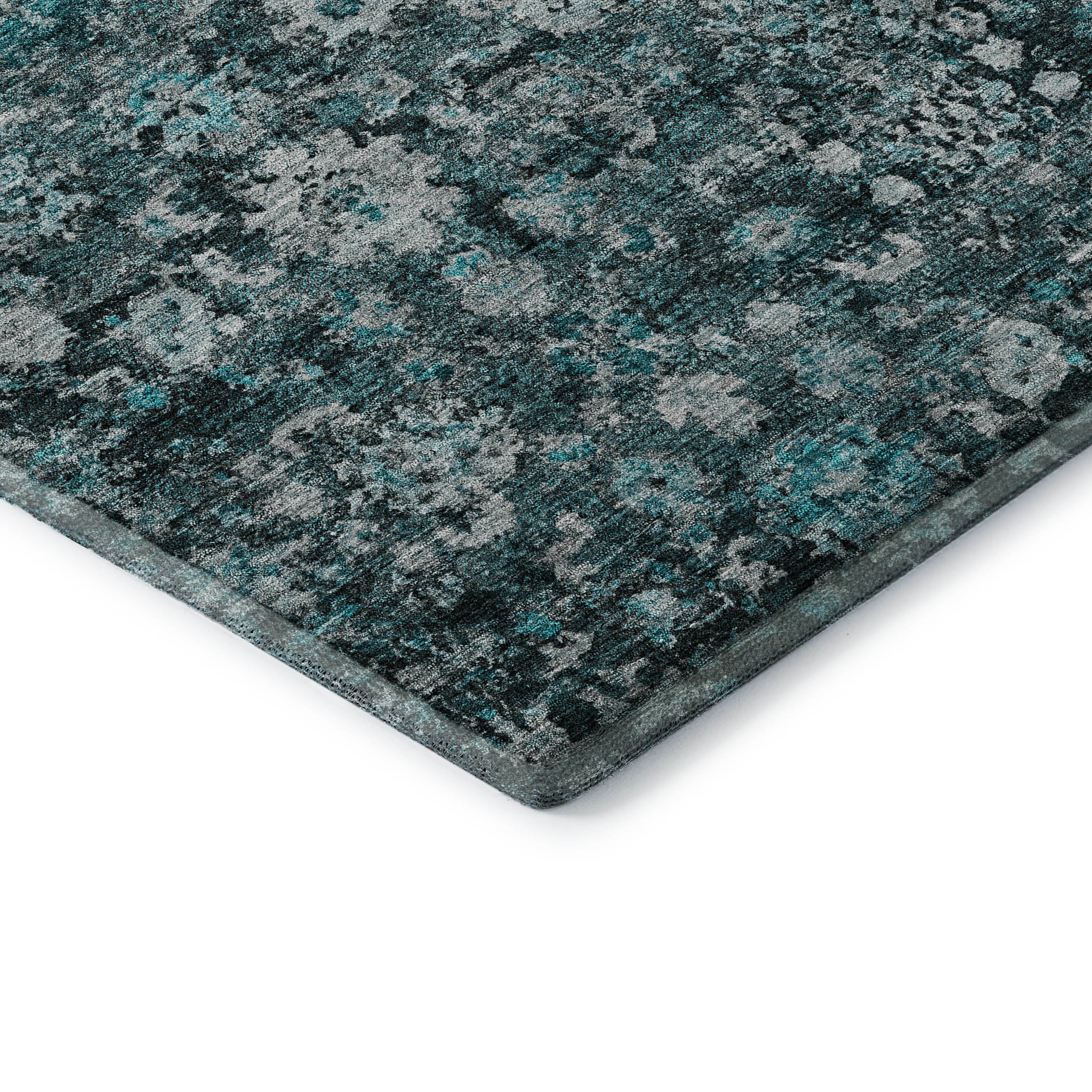 Siena Machine Washable Traditional Teal Rug 1'8" x 2'6" #shape_Rectangle