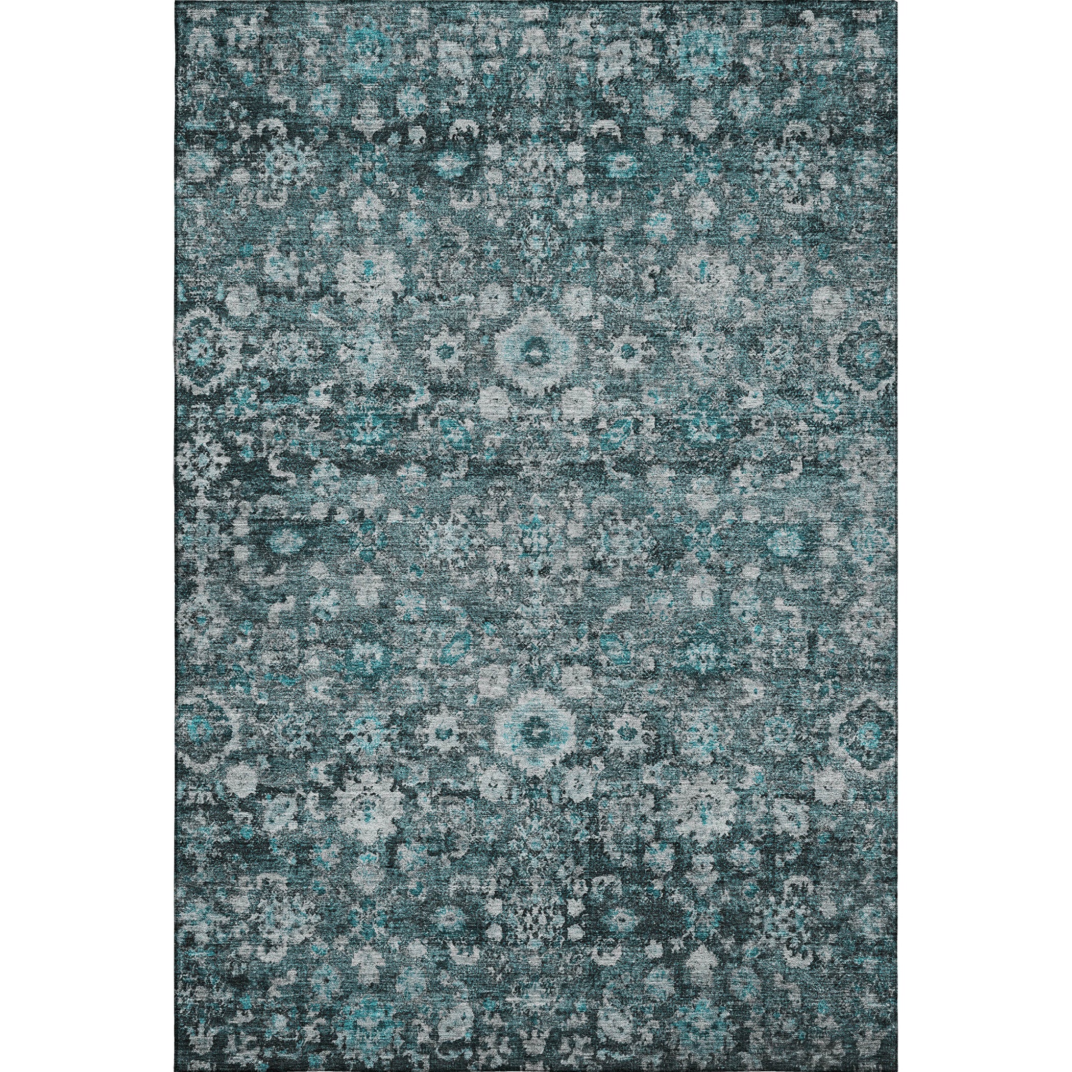 Siena Machine Washable Traditional Teal Rug 2'6" x 3'10" #shape_Rectangle