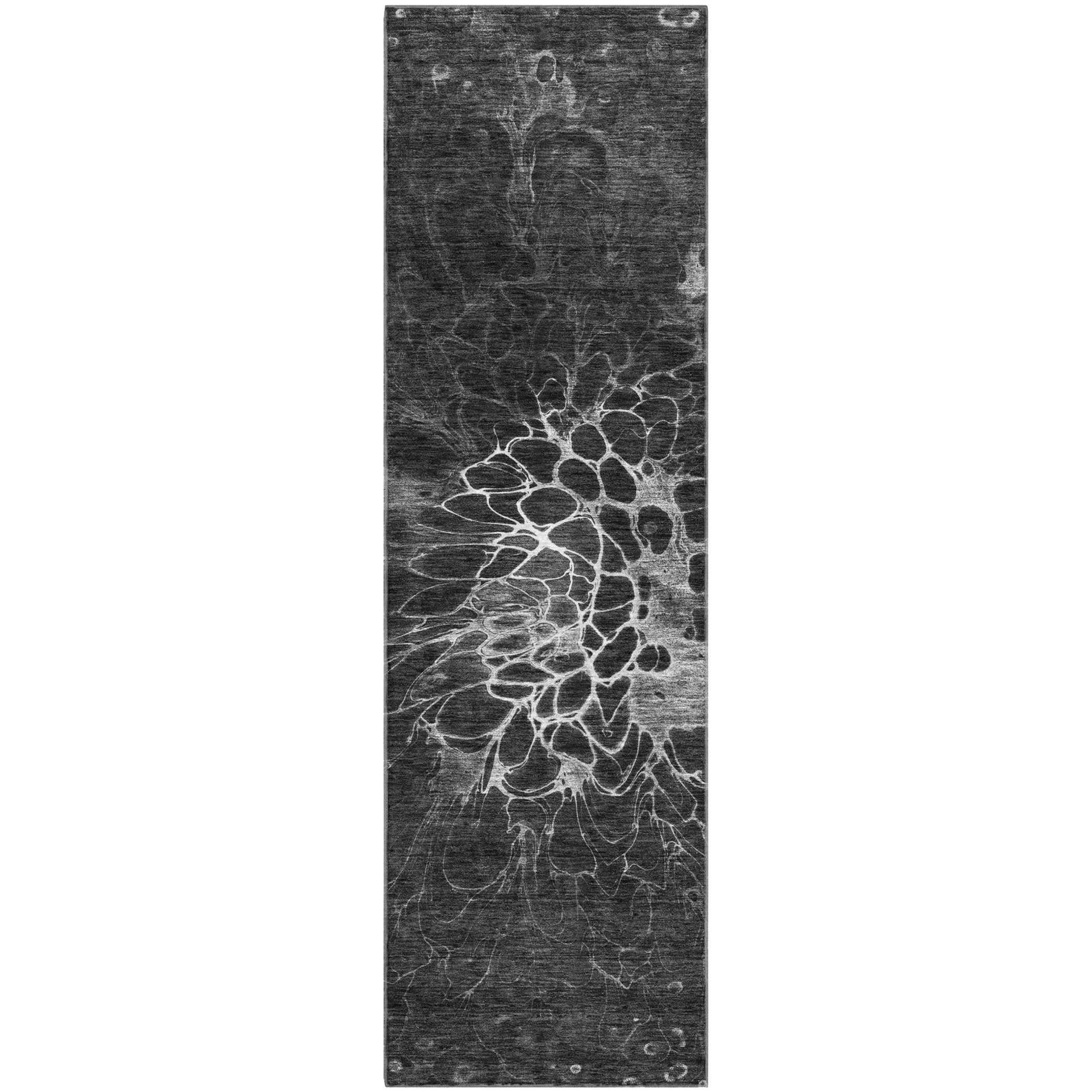 Chiang Mai Machine Washable Transitional Charcoal Gray Rug 2'3" x 7'6" #shape_Runner