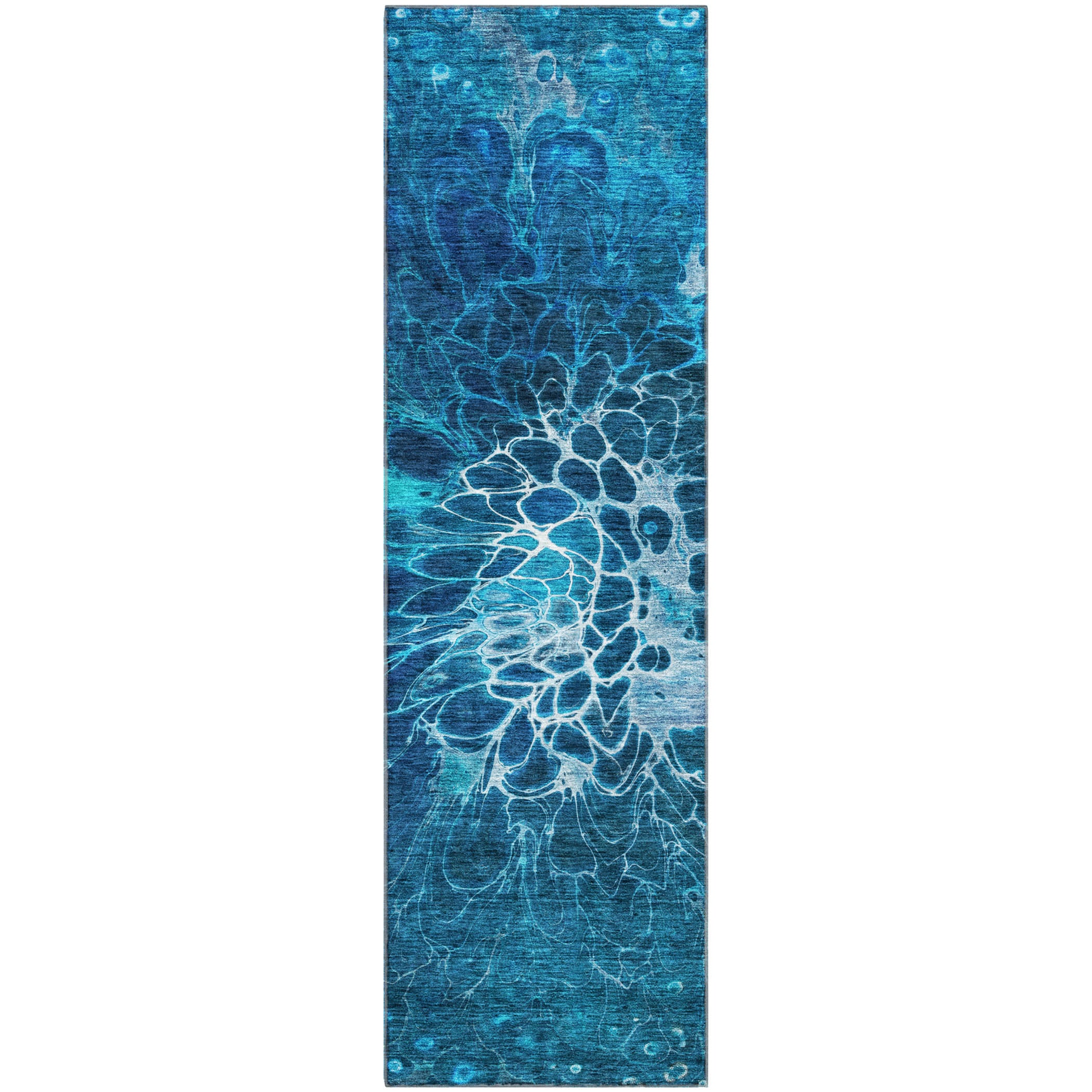 Chiang Mai Machine Washable Transitional Navy Blue Rug 2'3" x 7'6" #shape_Runner