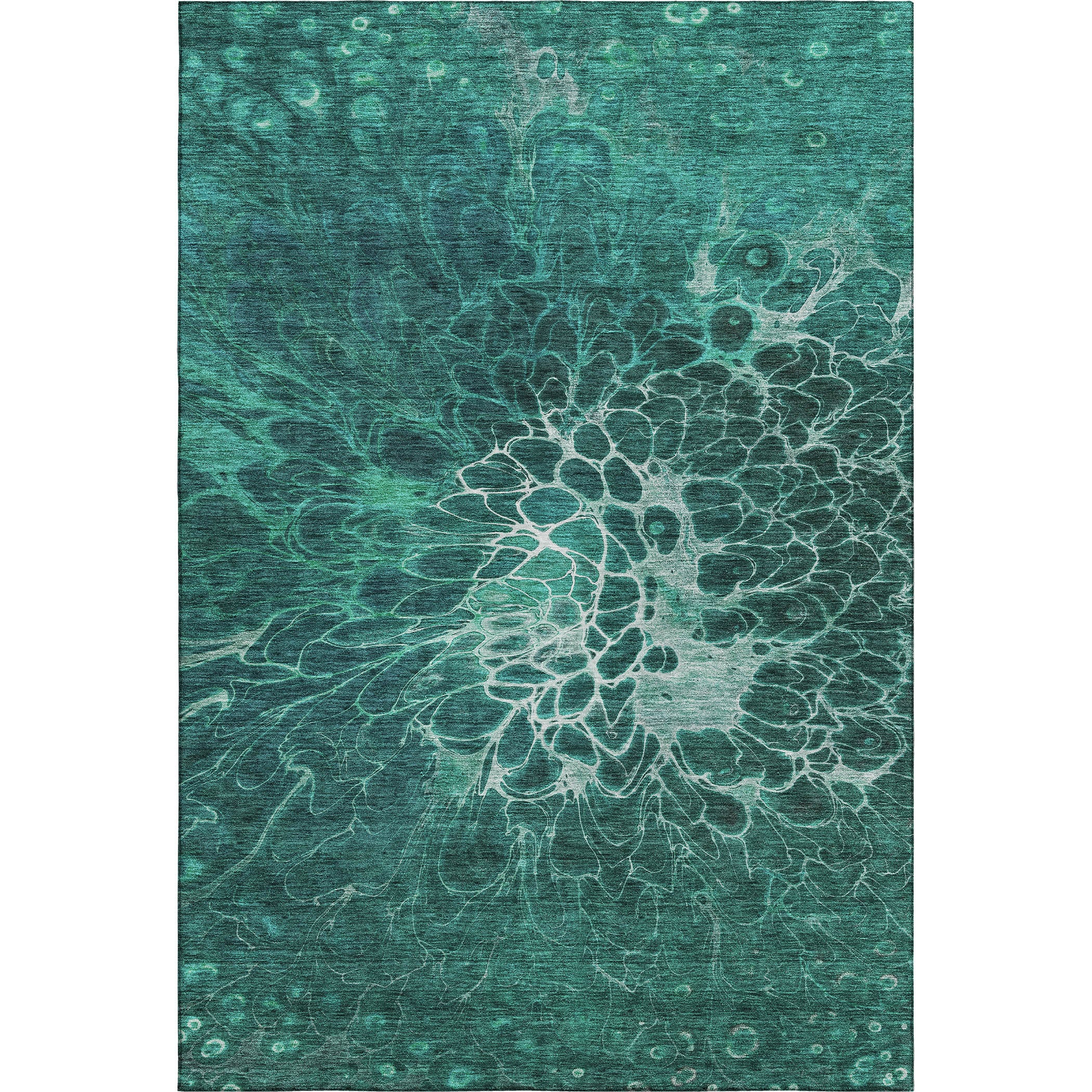 Chiang Mai Machine Washable Transitional Teal Rug 2'6" x 3'10" #shape_Rectangle