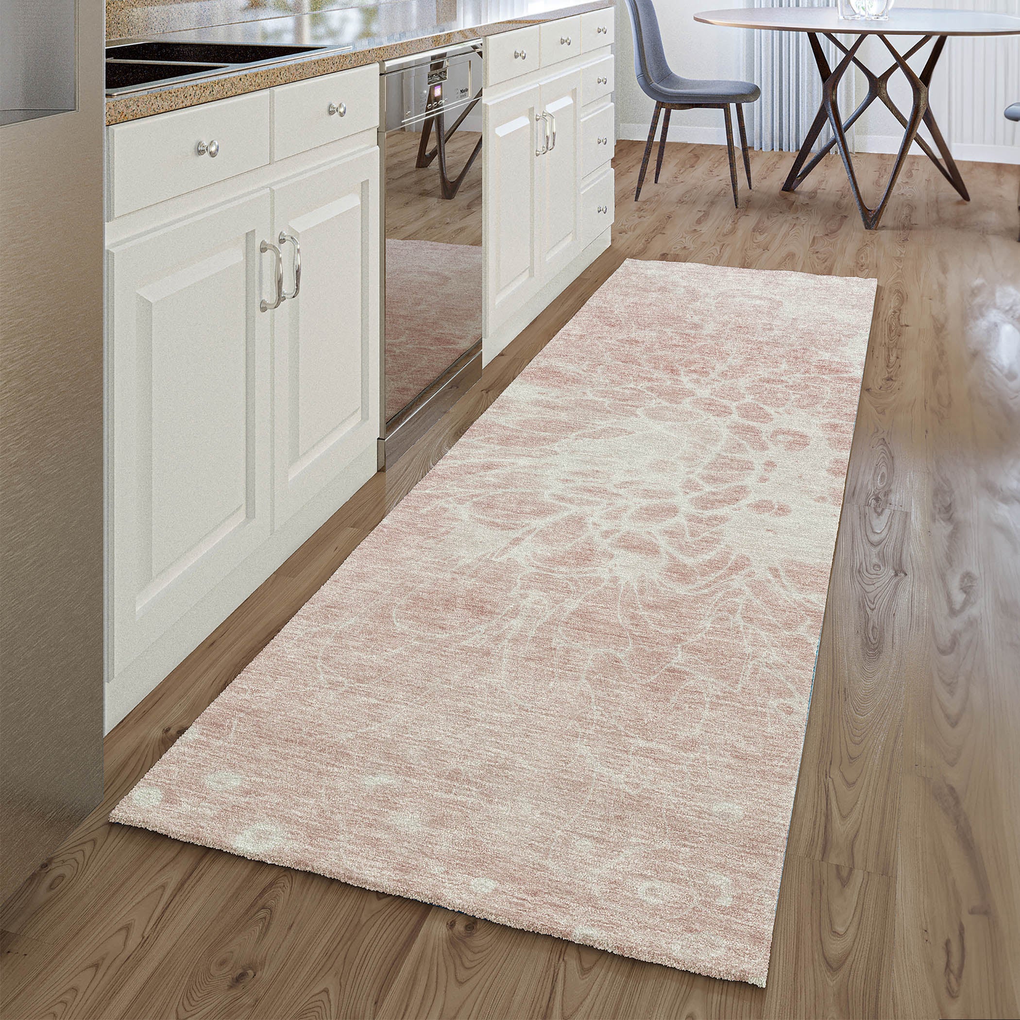 Lucerne Machine Washable Transitional Pink Rug 2'3" x 7'6" #shape_Runner
