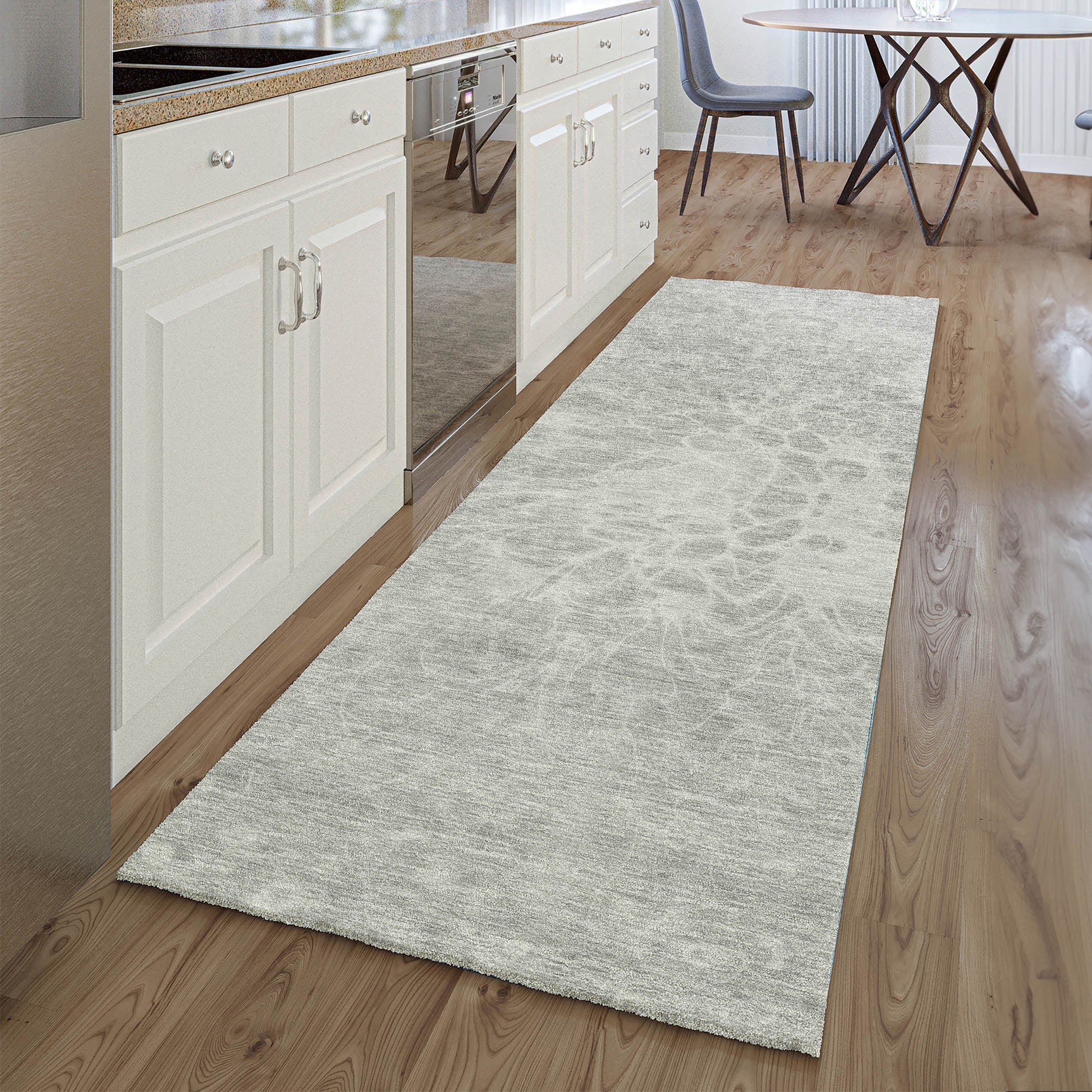 Lucerne Machine Washable Transitional Silver Gray Rug 2'3" x 7'6" #shape_Runner