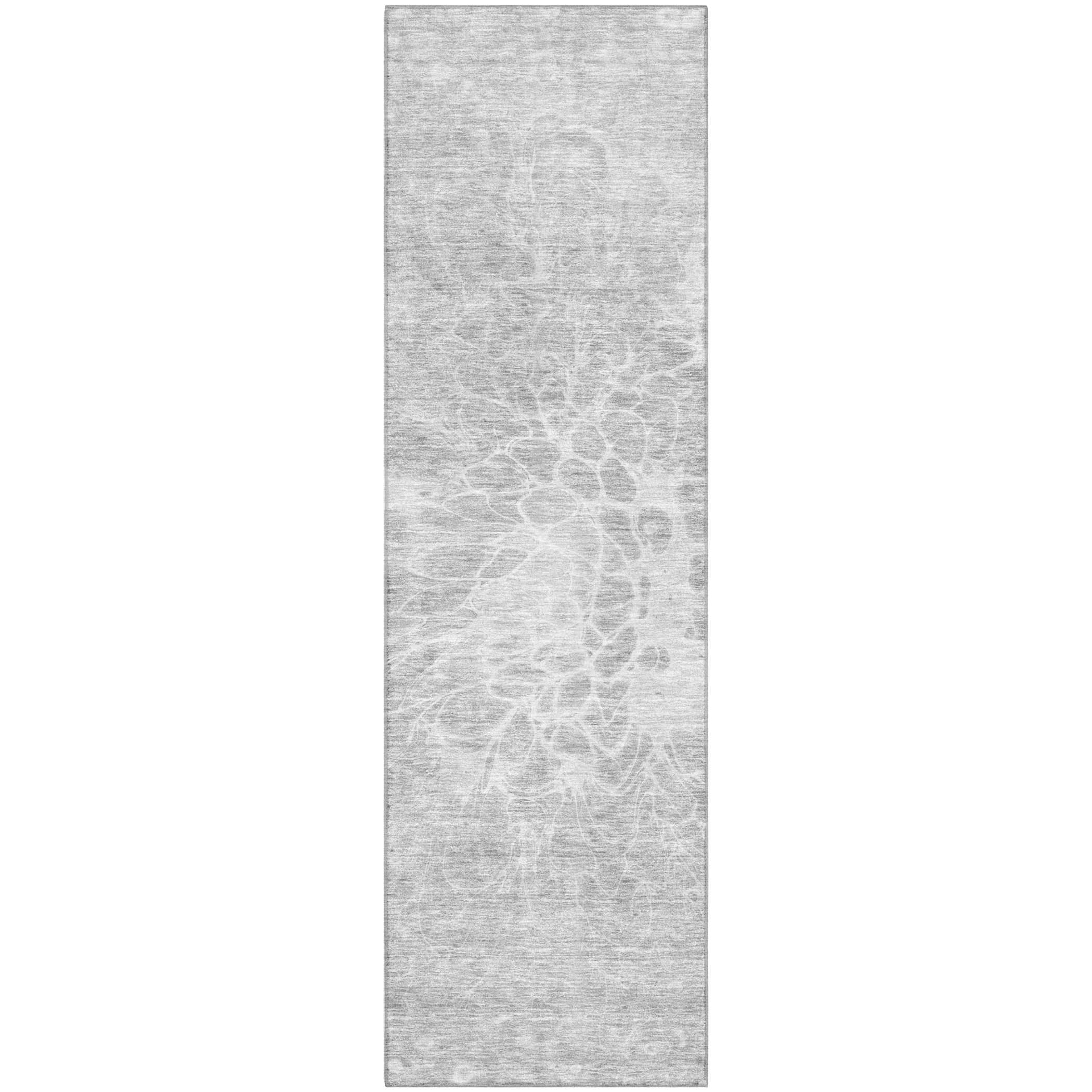 Lucerne Machine Washable Transitional Silver Gray Rug 2'3" x 7'6" #shape_Runner