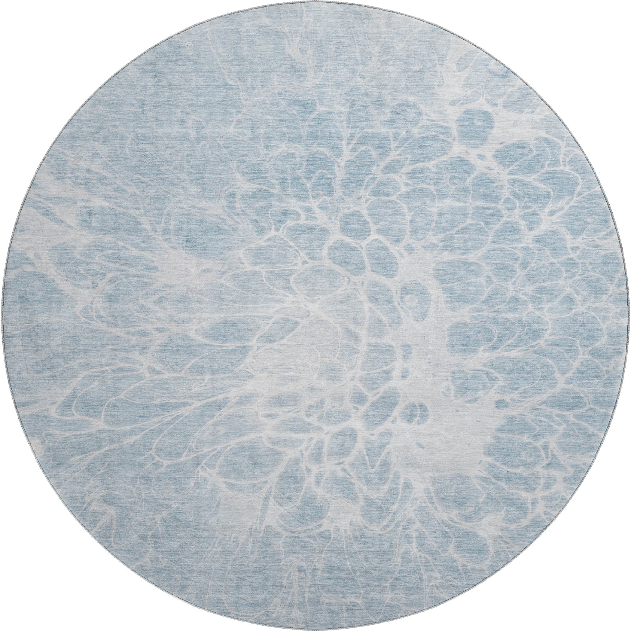 Lucerne Machine Washable Transitional Sky Blue Rug 8' x 8' #shape_Round