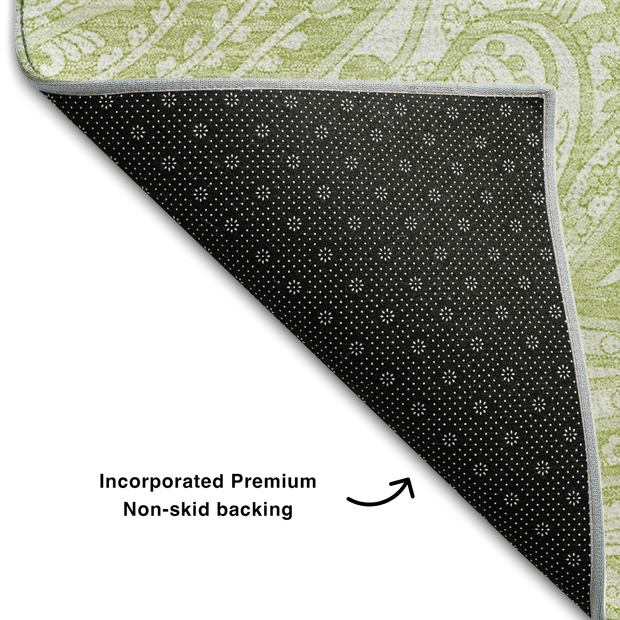 Seoul Machine Washable Transitional Aloe Green Rug 1'8" x 2'6" #shape_Rectangle