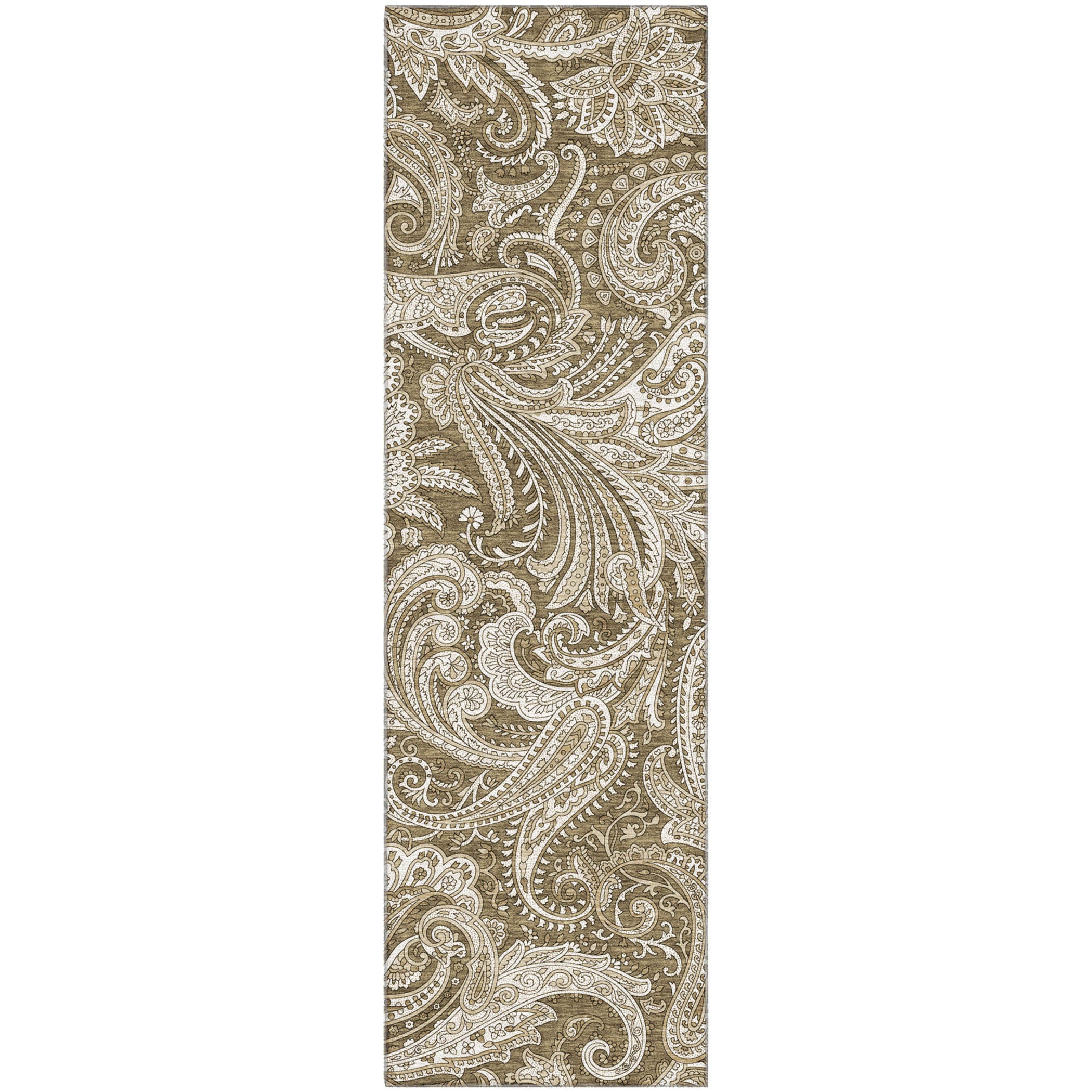 Seoul Machine Washable Transitional Chocolate Brown Rug 2'3" x 7'6" #shape_Runner