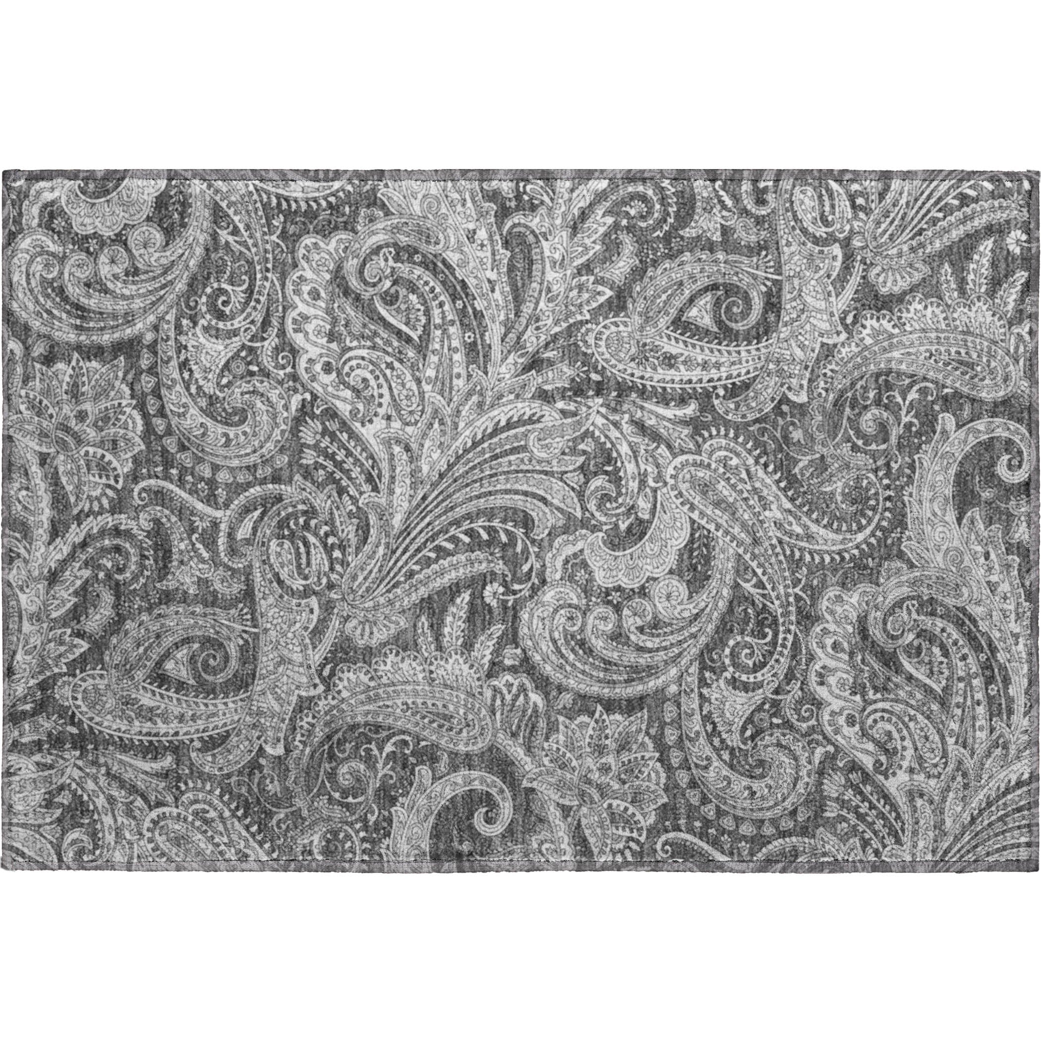 Seoul Machine Washable Transitional Gray Rug 1'8" x 2'6" #shape_Rectangle