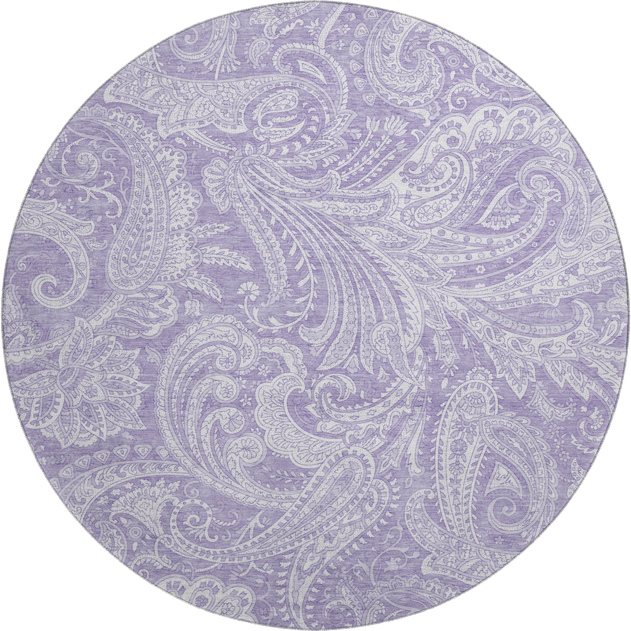 Seoul Machine Washable Transitional Lavender Purple Rug 8' x 8' #shape_Round