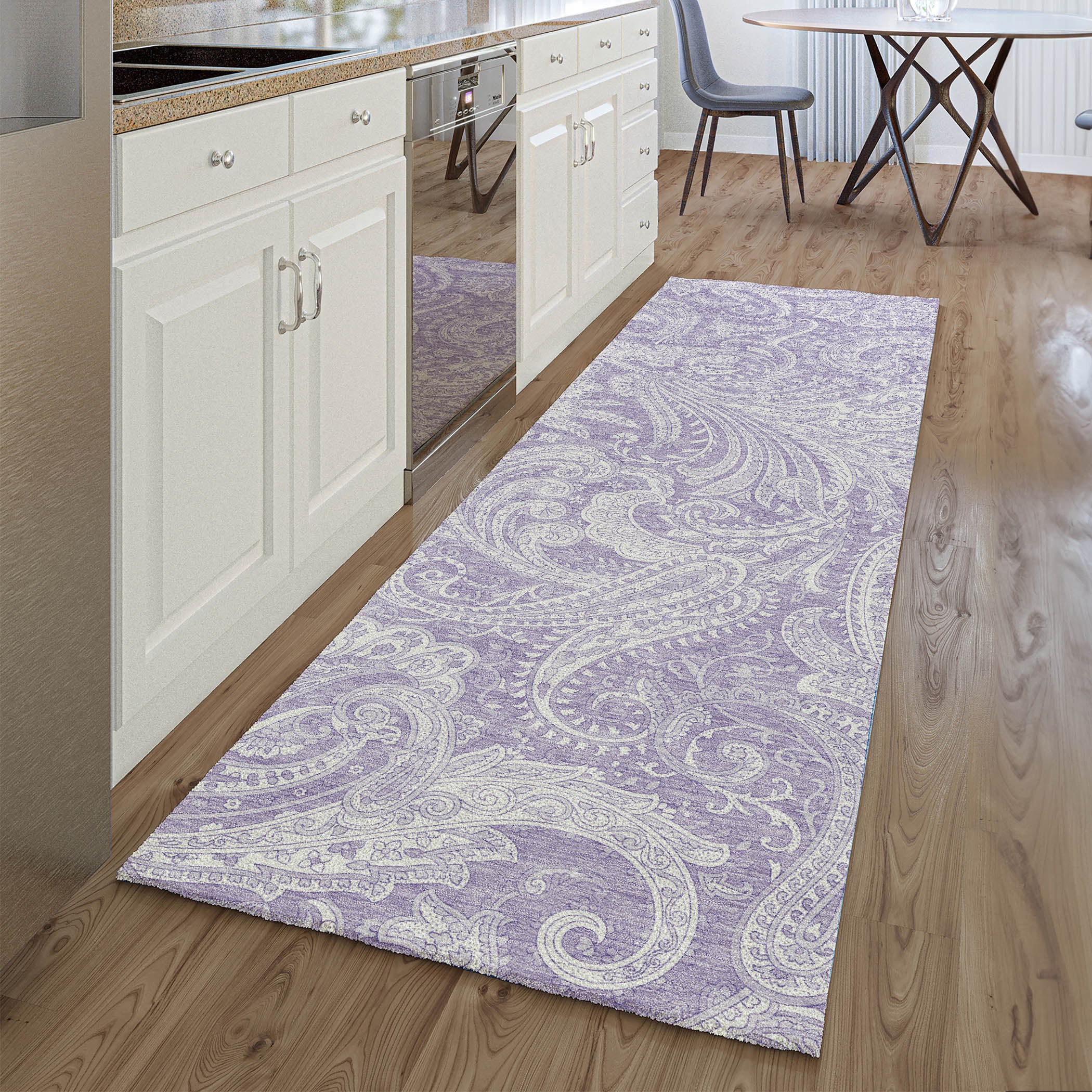 Seoul Machine Washable Transitional Lavender Purple Rug 2'3" x 7'6" #shape_Runner